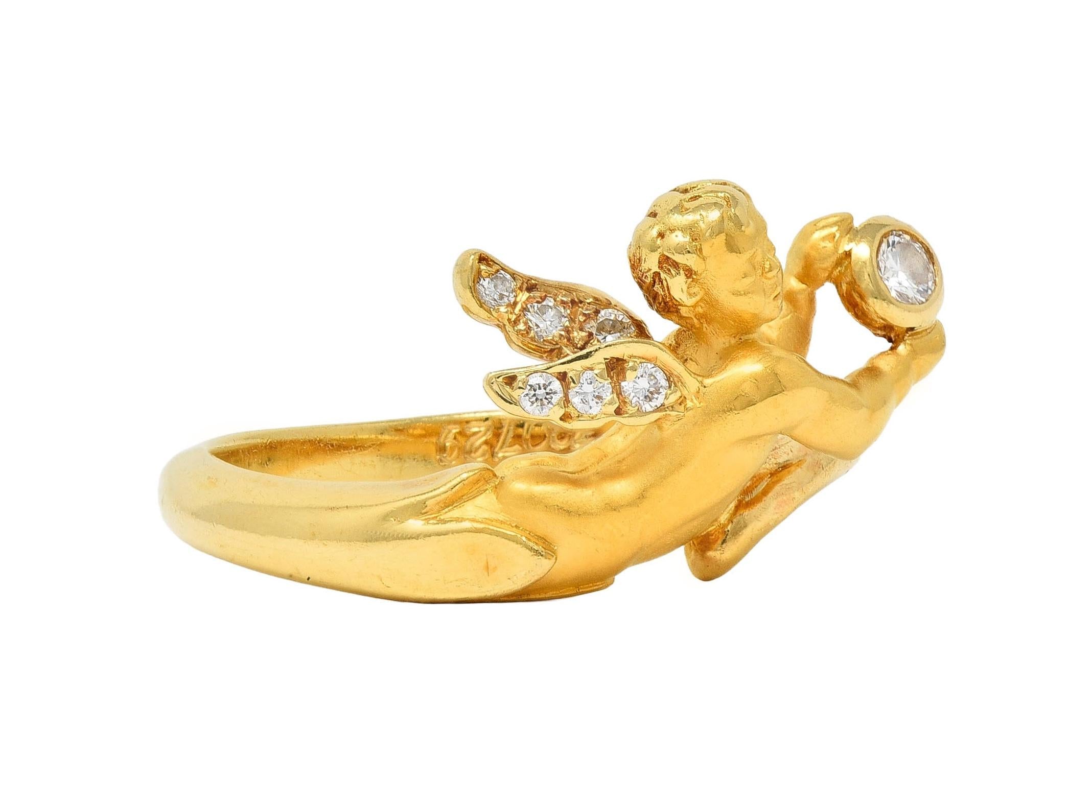 Carrera Y Carrera Diamond 18 Karat Yellow Gold Cherub Bypass Ring