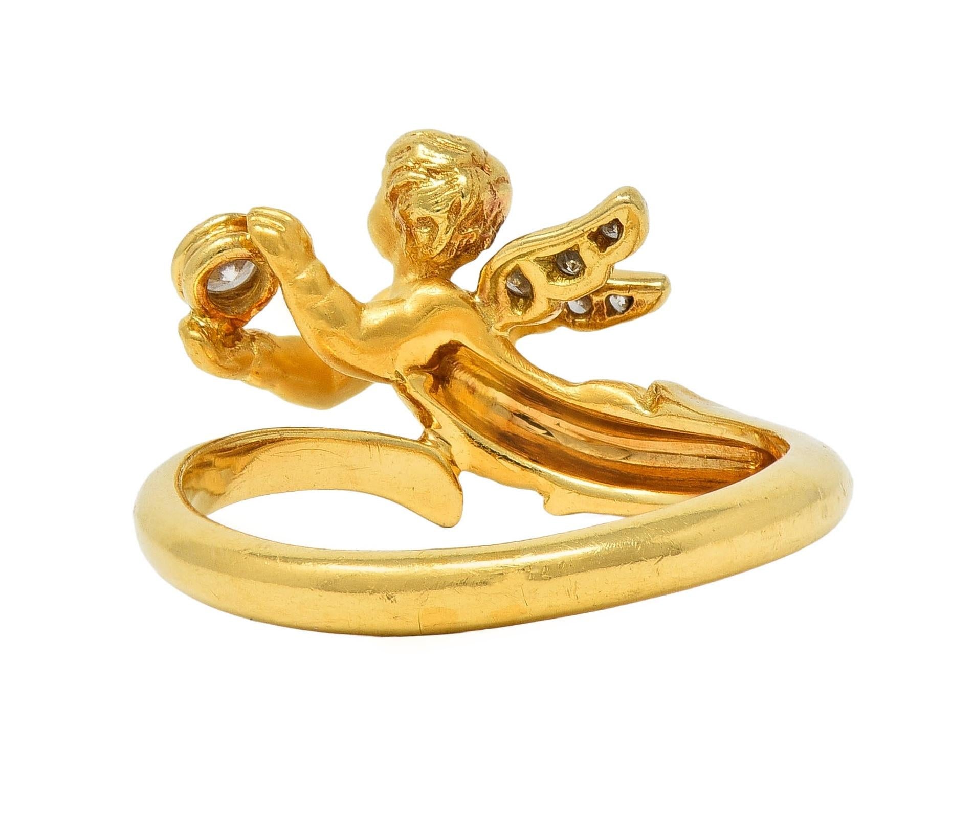 Carrera Y Carrera Diamond 18 Karat Yellow Gold Cherub Bypass Ring