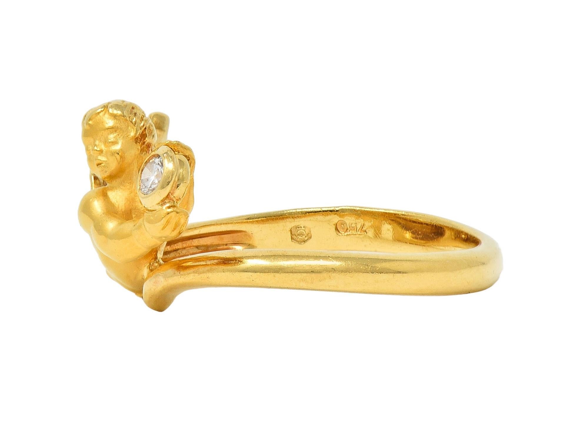 Carrera Y Carrera Diamond 18 Karat Yellow Gold Cherub Bypass Ring