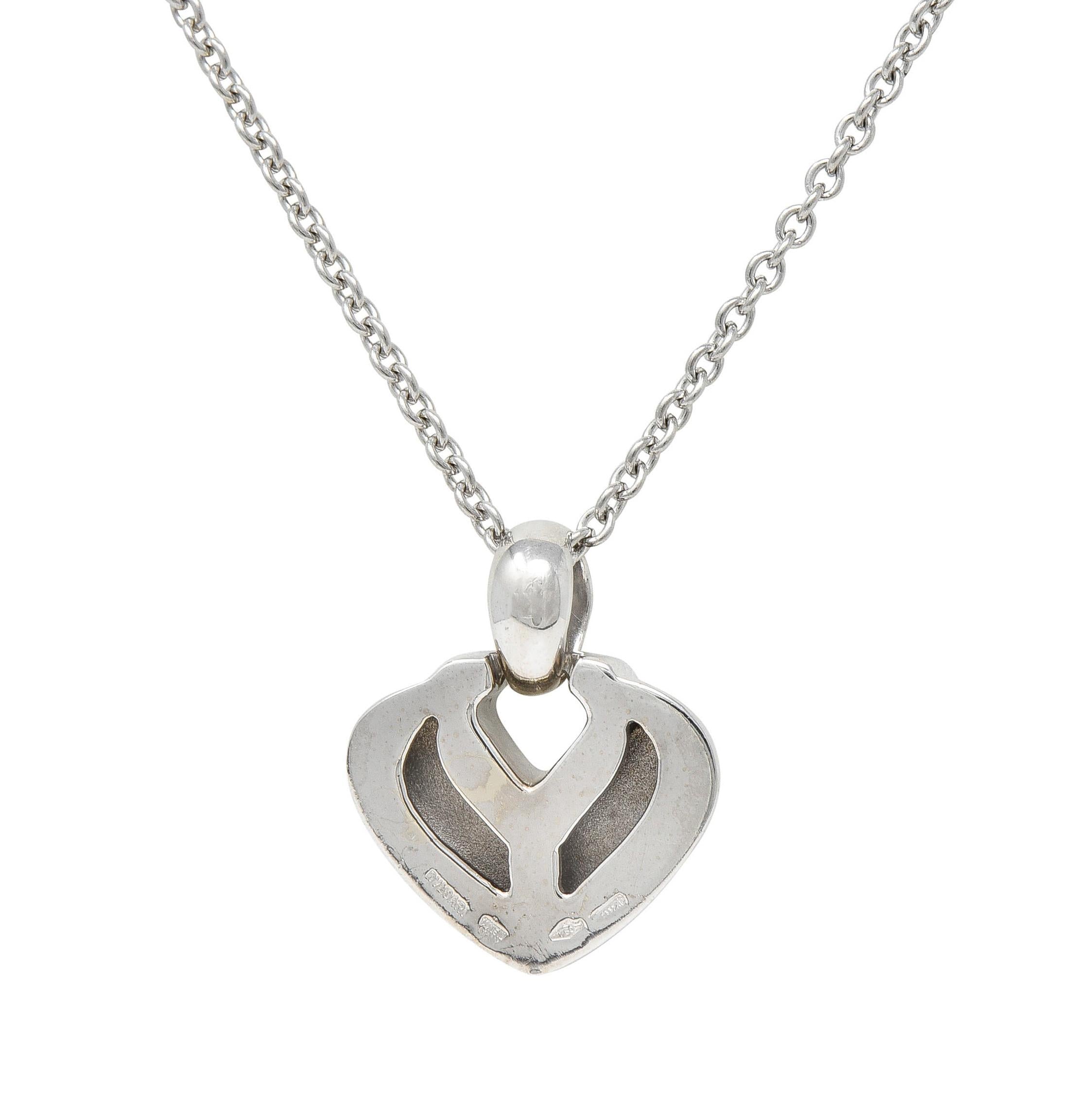 Bulgari 1990's Diamond 18 Karat White Gold Doppio Cuore Heart Vintage Necklace