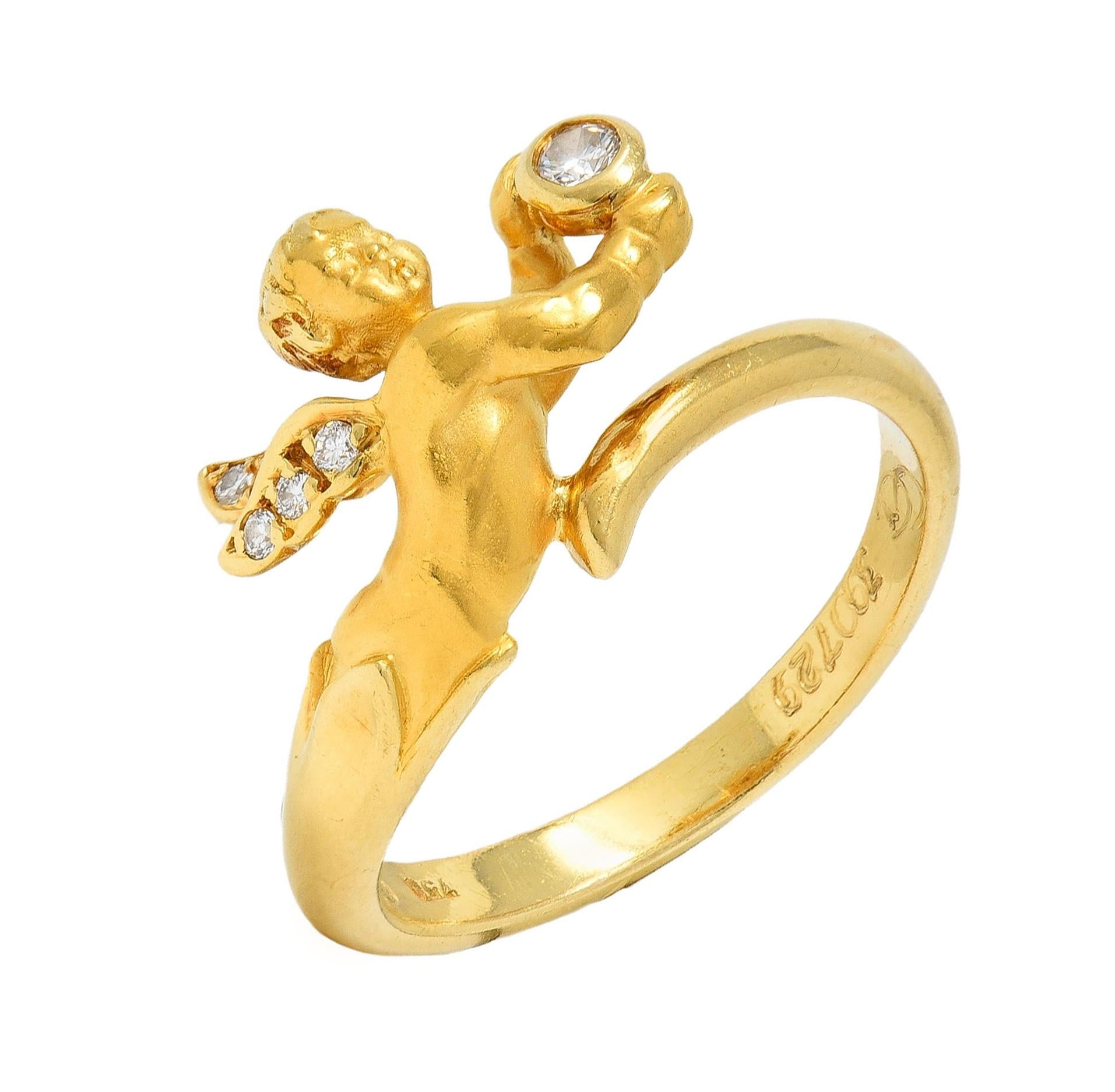 Carrera Y Carrera Diamond 18 Karat Yellow Gold Cherub Bypass Ring