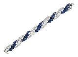 French Mid-Century 51.70 CTW Sapphire Diamond Platinum Vintage Twist Bracelet