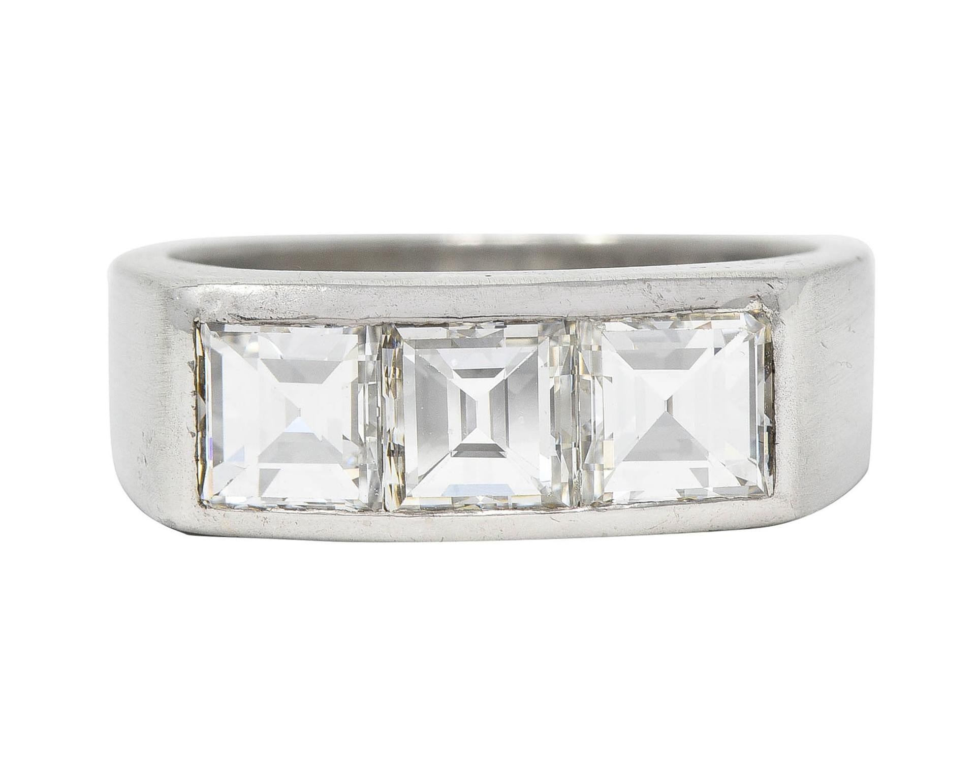 Modern 2.13 CTW Step Cut Diamond Platinum Unisex Vintage Channel Band Ring