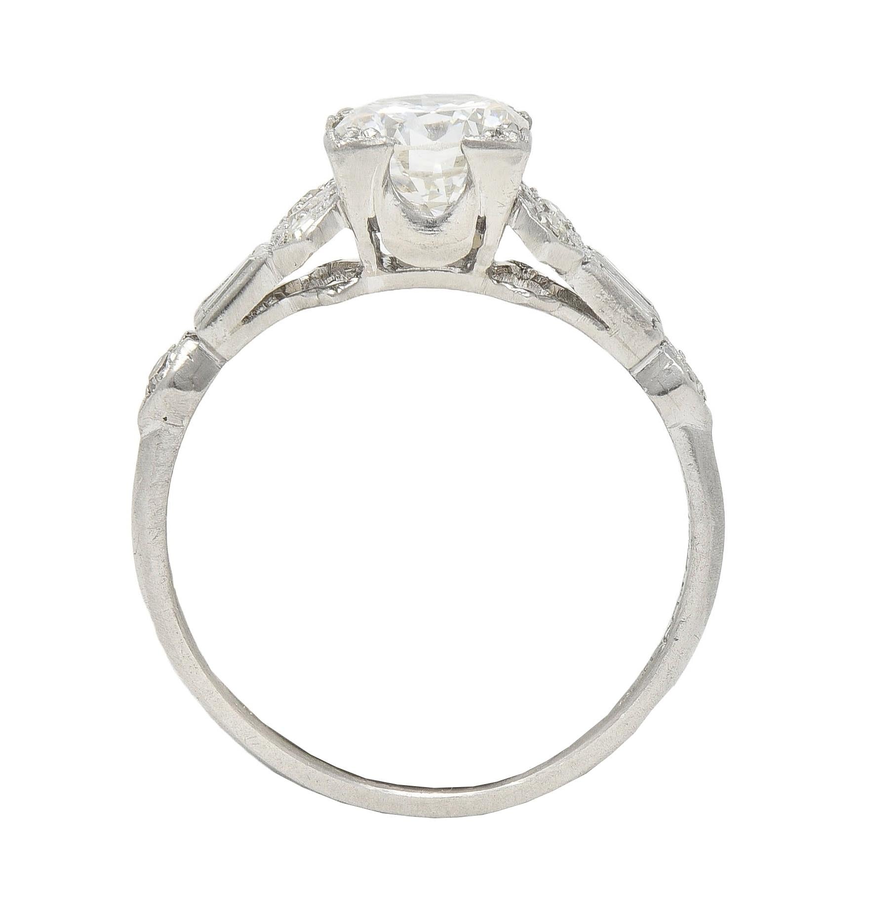 Art Deco 1.12 CTW Diamond Platinum Geometric Vintage Engagement Ring