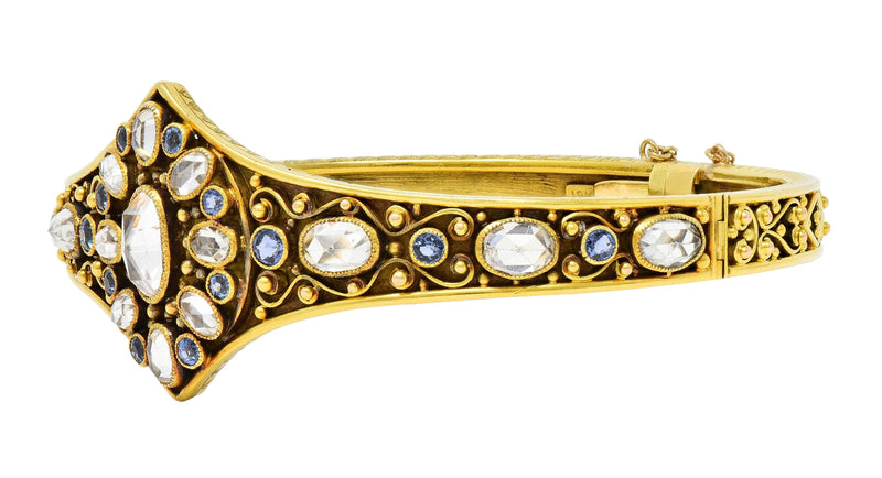 Tiffany & Co. Antique Sapphire Topaz 18 Karat Yellow Gold Filigree Bracelet
