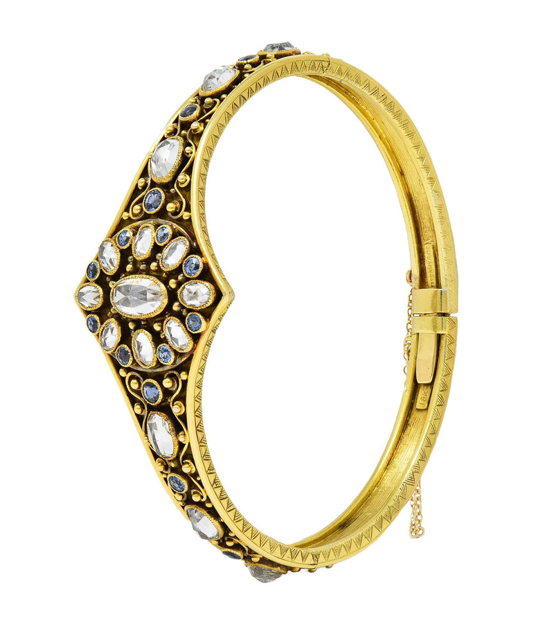 Tiffany & Co. Antique Sapphire Topaz 18 Karat Yellow Gold Filigree Bracelet