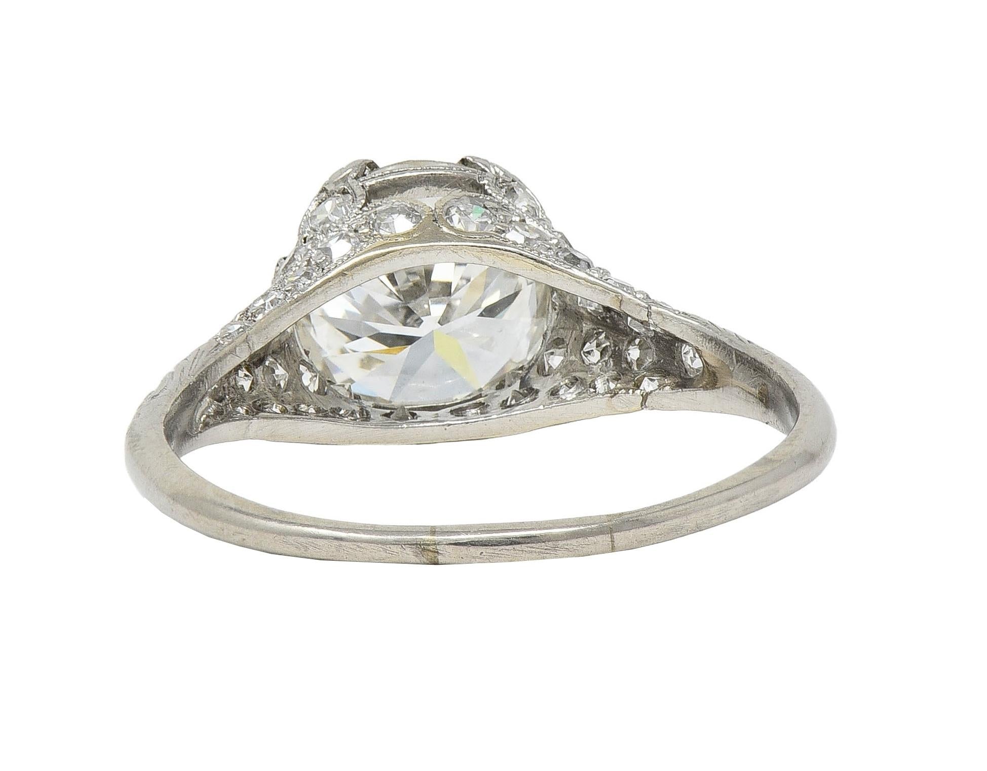 Art Deco 2.50 CTW Transitional Diamond Platinum Vintage Fanning Engagement Ring