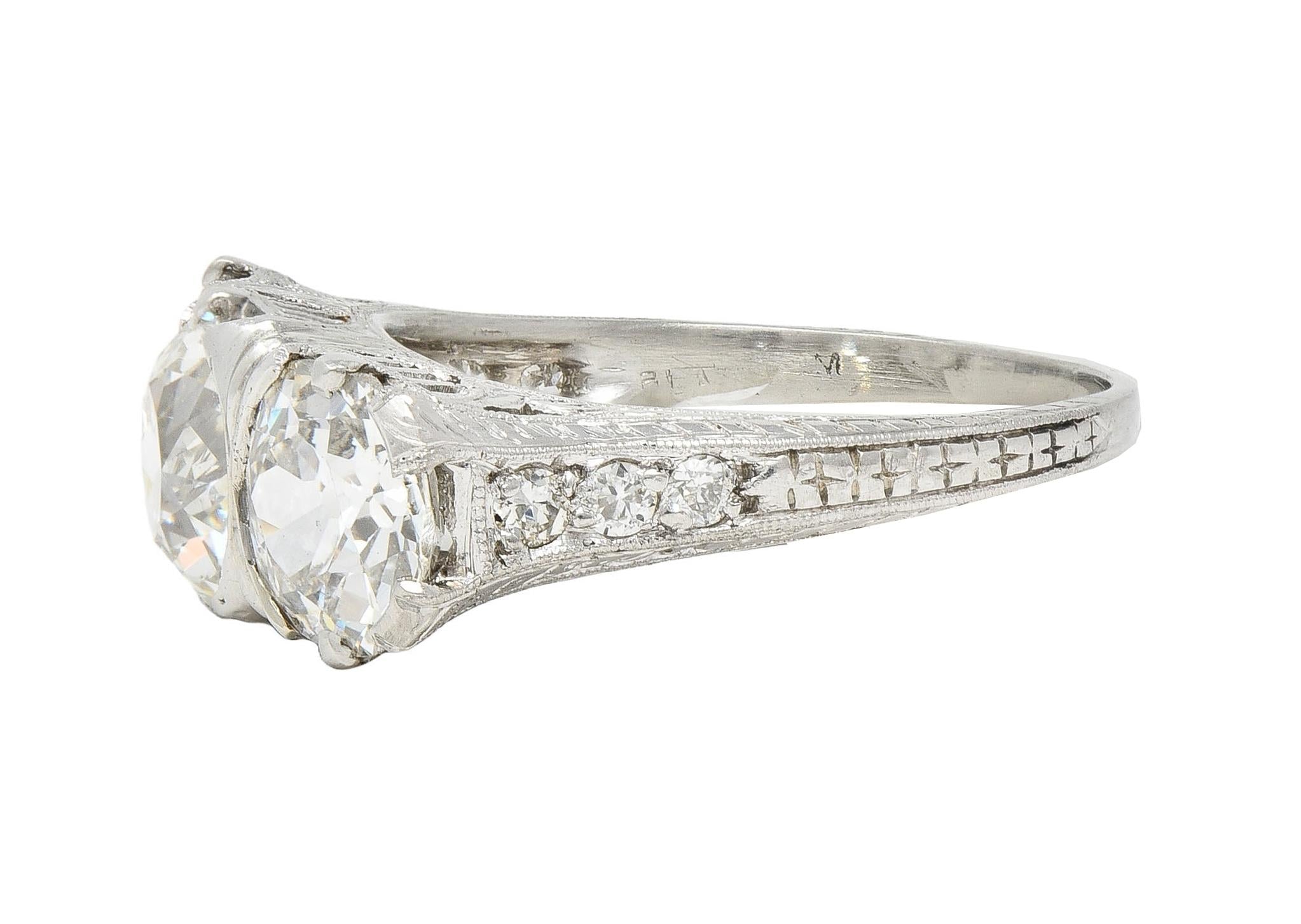 Edwardian 4.30 CTW Diamond Platinum Antique Orange Blossom Three Stone Band Ring