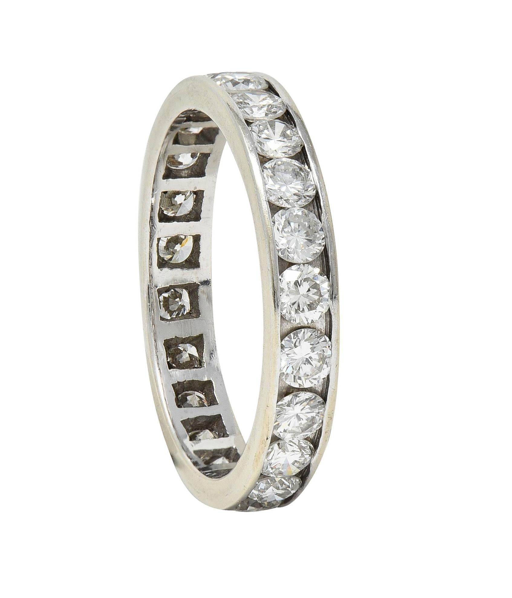 Contemporary 1.61 CTW Diamond 14 Karat White Gold Eternity Wedding Band Ring