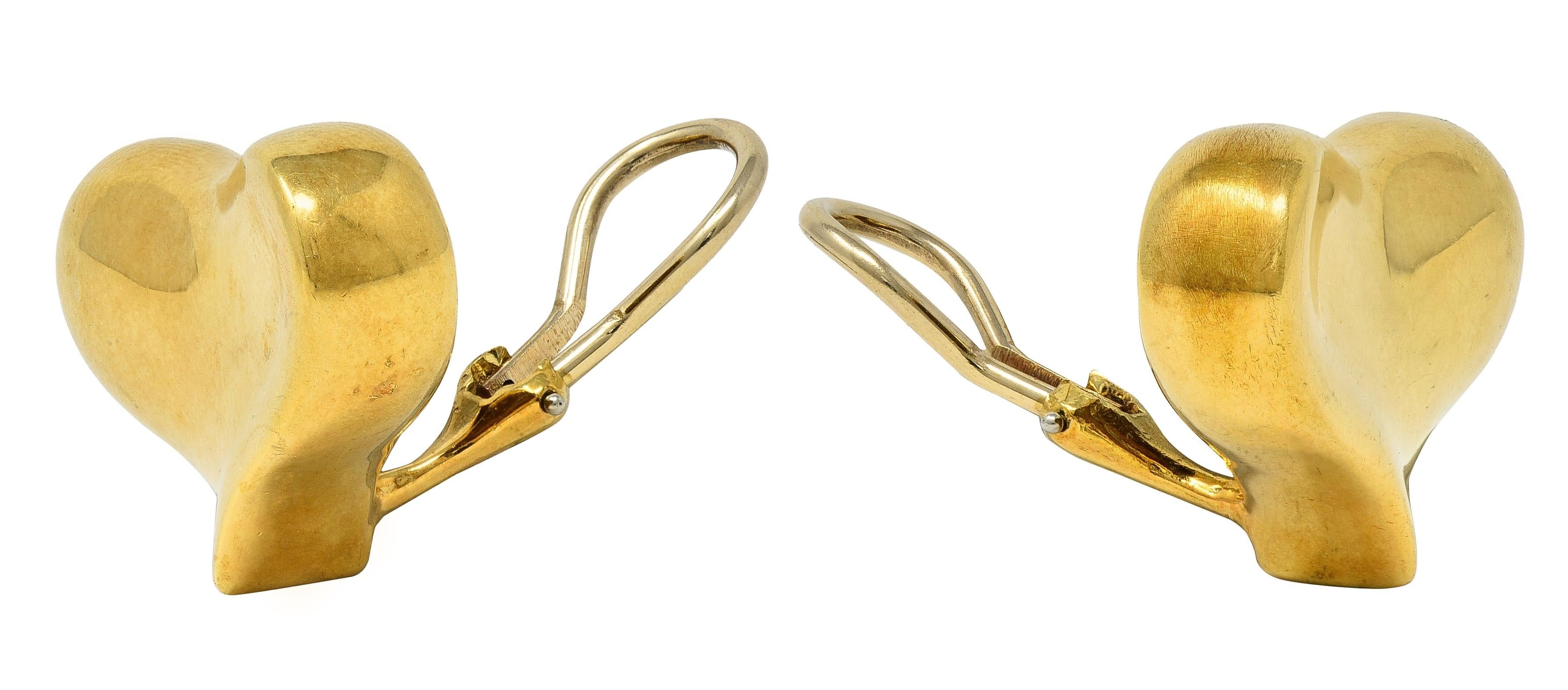 Angela Cummings 1983 18 Karat Yellow Gold Vintage Heart Ear-Clip Earrings