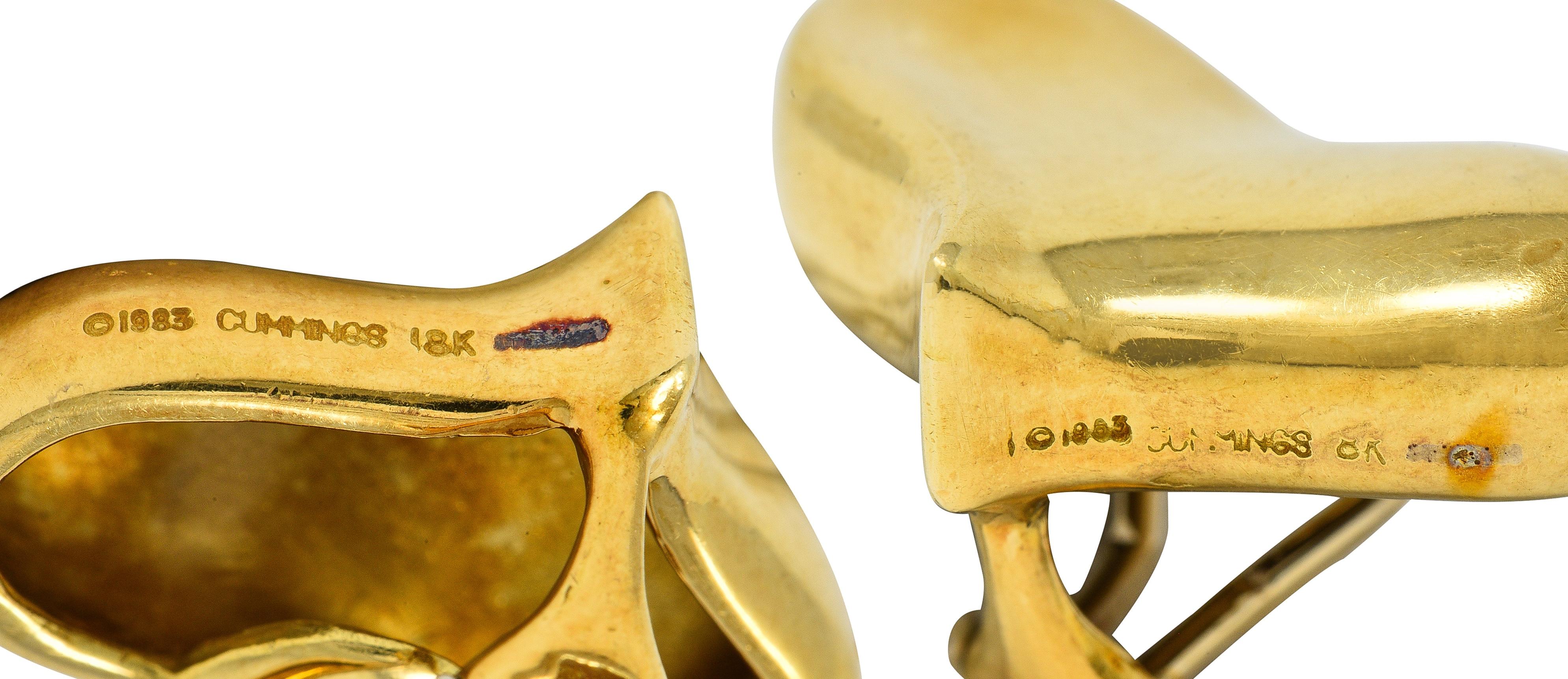 Angela Cummings 1983 18 Karat Yellow Gold Vintage Heart Ear-Clip Earrings