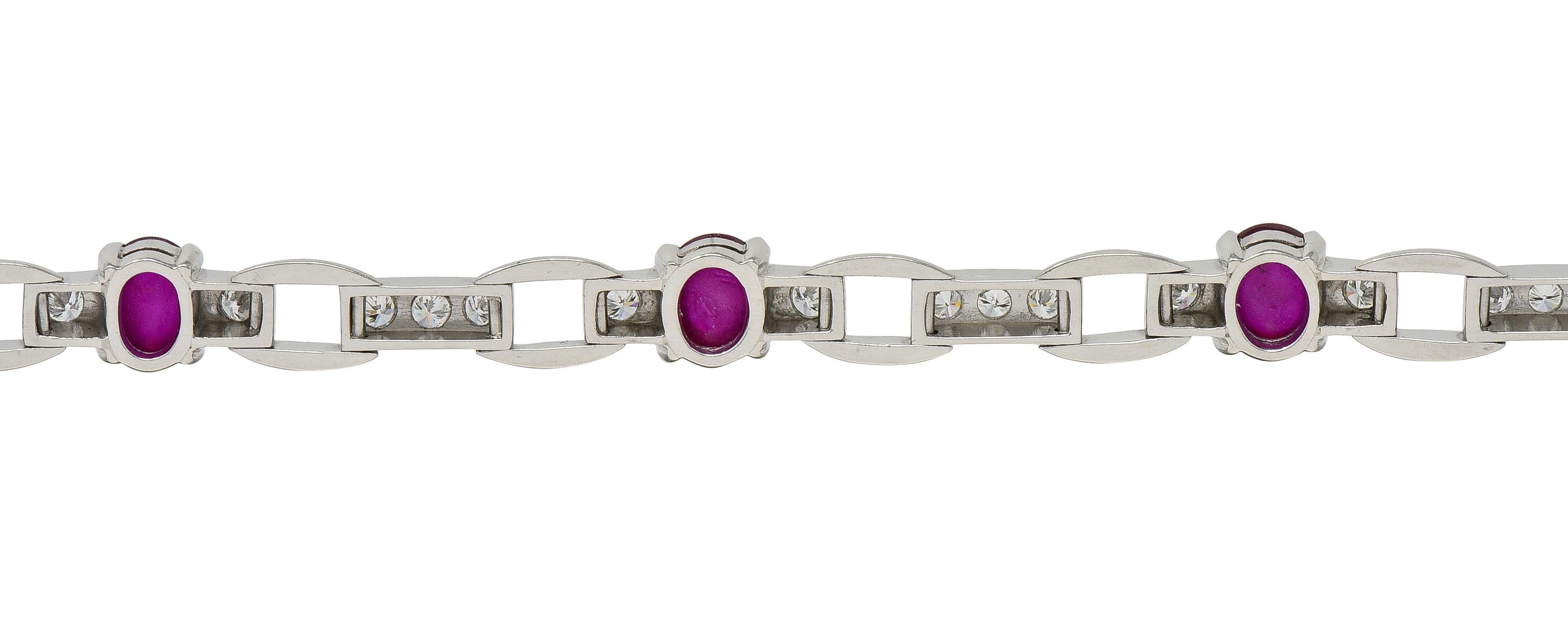 Maurice Tishman Art Deco 9.96 CTW Ruby Diamond Platinum Vintage Line Bracelet