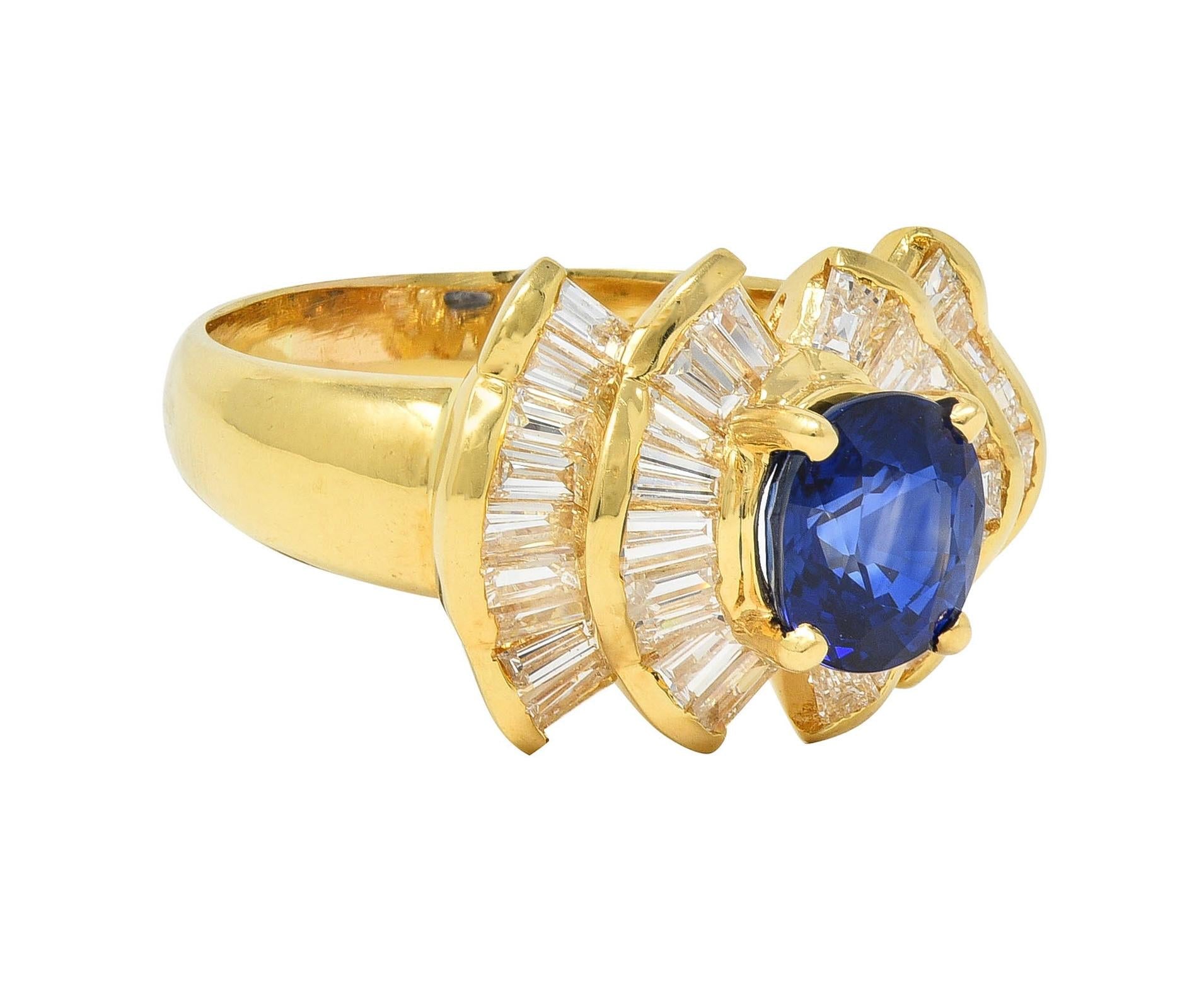 Contemporary 2.94 CTW Sapphire Diamond 18 Karat Gold Bowtie Cluster Ring