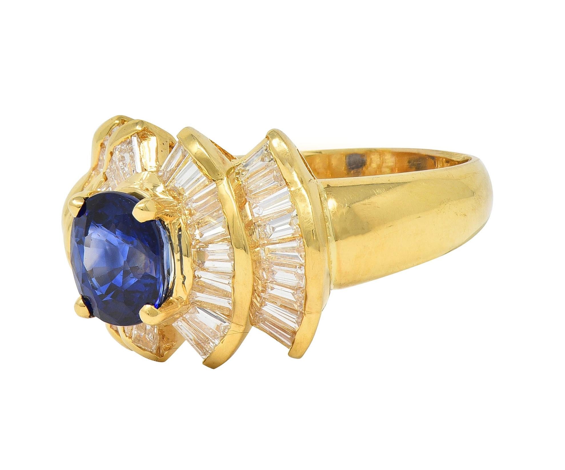 Contemporary 2.94 CTW Sapphire Diamond 18 Karat Gold Bowtie Cluster Ring