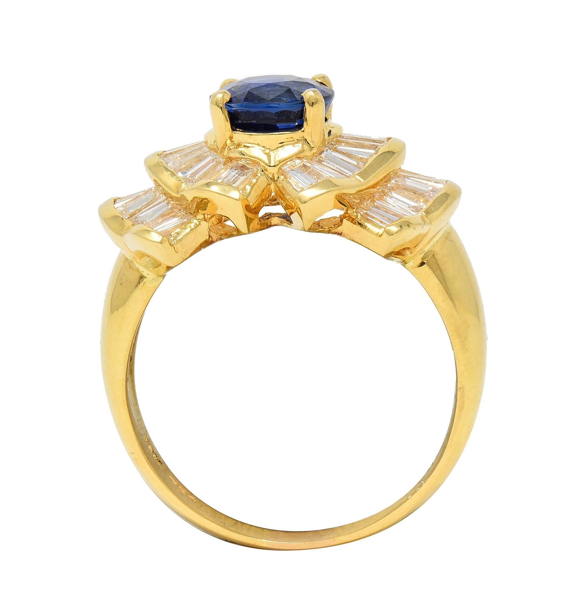 Contemporary 2.94 CTW Sapphire Diamond 18 Karat Gold Bowtie Cluster Ring