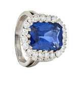 Mid-Century 11.10 CTW No Heat Ceylon Sapphire Diamond Platinum Vintage Ring CD