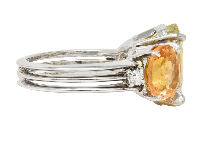 1980 16.58 CTW No Heat Ceylon Sapphire Garnet Diamond 18K Gold Vintage Ring GIA