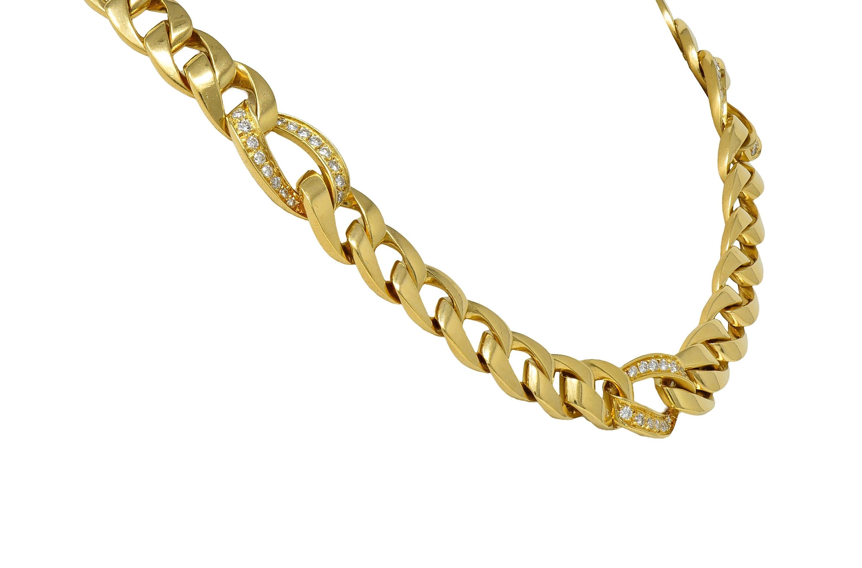 Cartier Georges L'Enfant 1970's 1.50 Diamond 18K Gold Vintage Curb Link Necklace