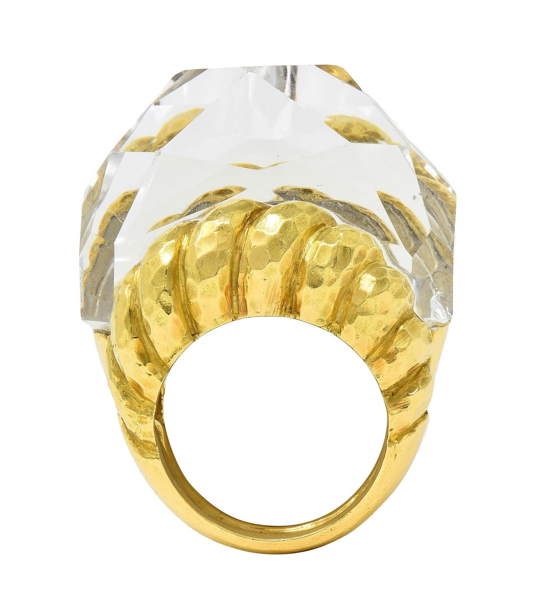 David Webb 1970's Quartz Crystal 18 Karat Gold Vintage Iceberg Statement Ring