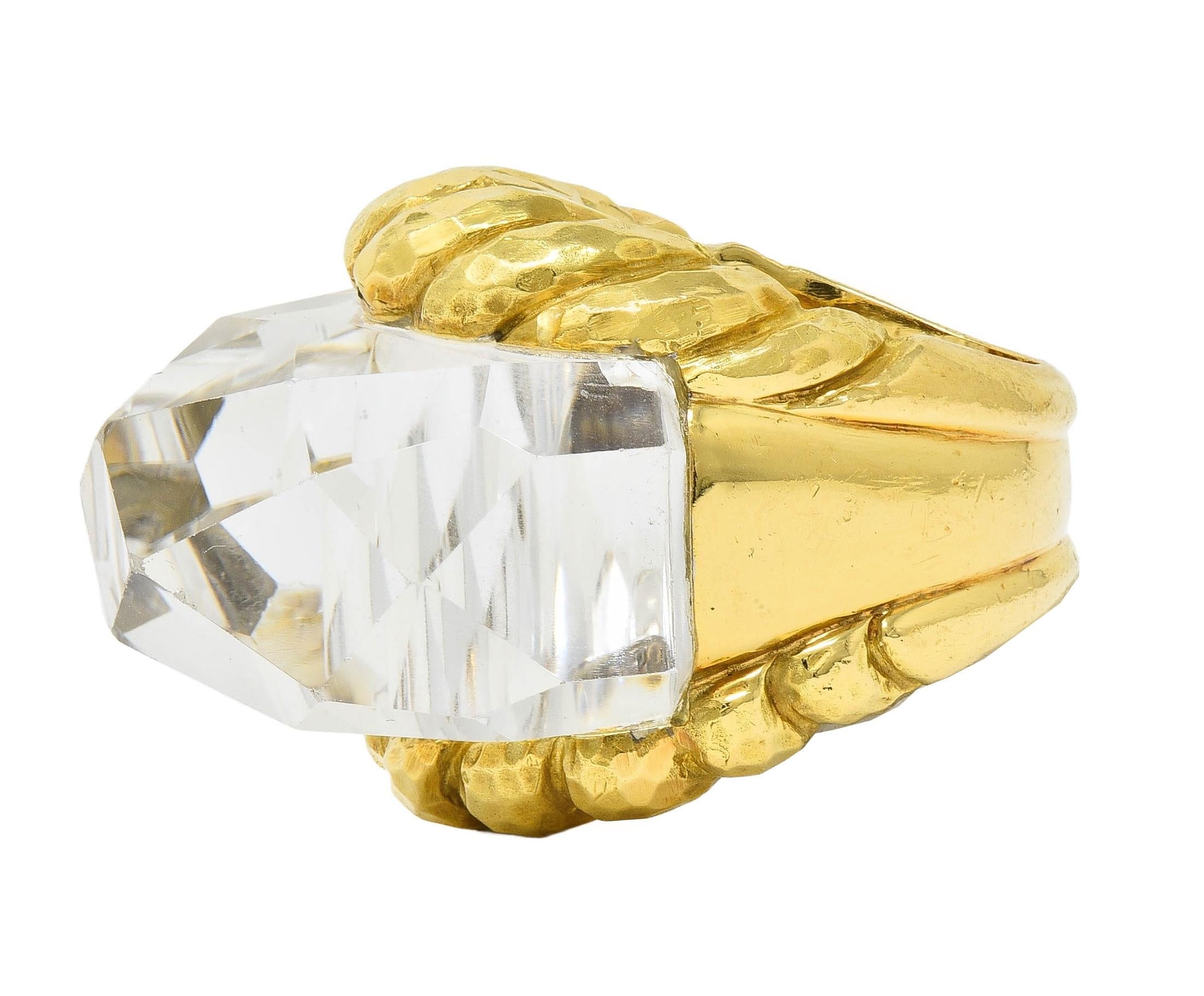 David Webb 1970's Quartz Crystal 18 Karat Gold Vintage Iceberg Statement Ring