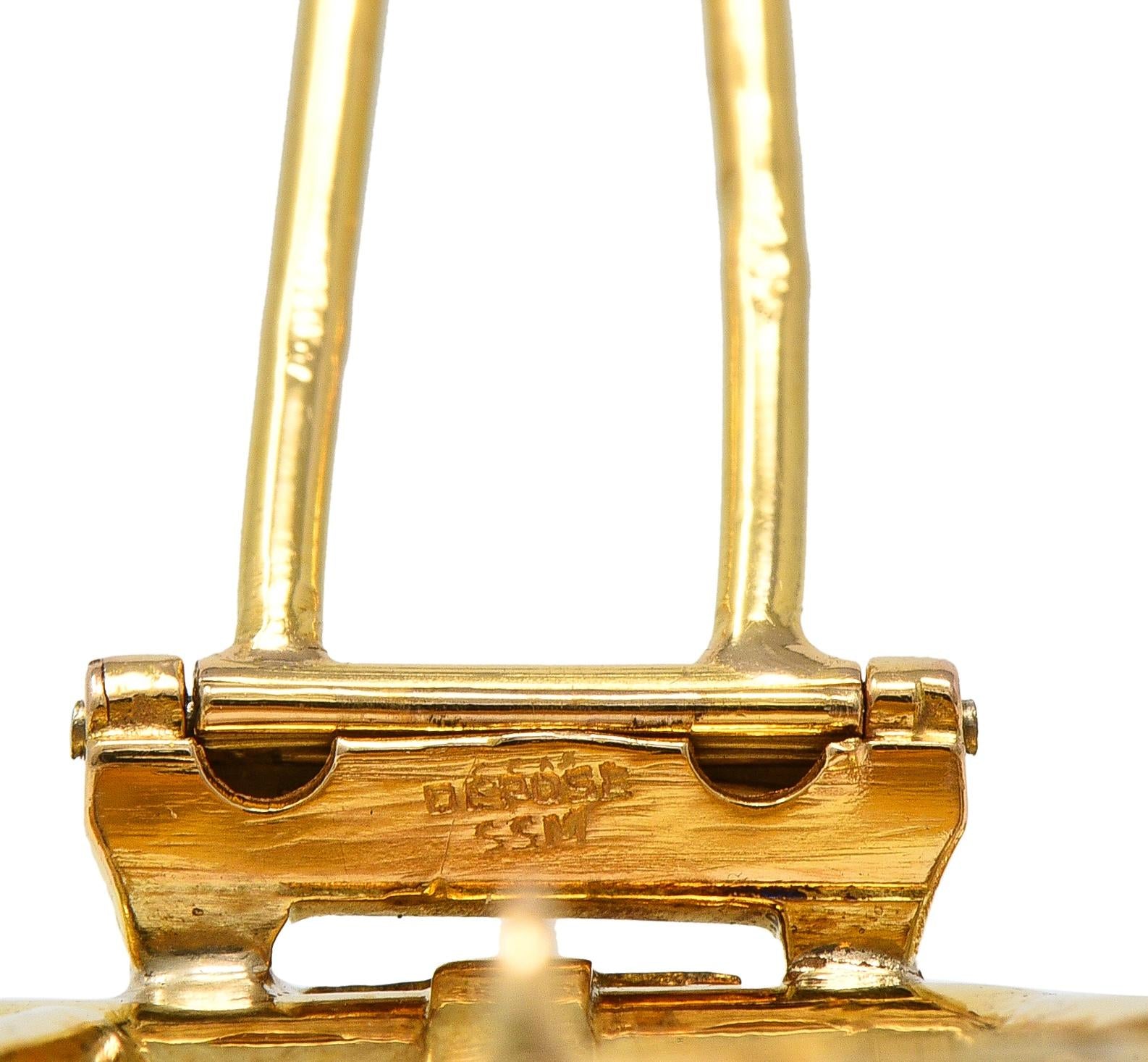1950's French Diamond Platinum 18 Karat Yellow Gold Vintage Rocking Horse Brooch