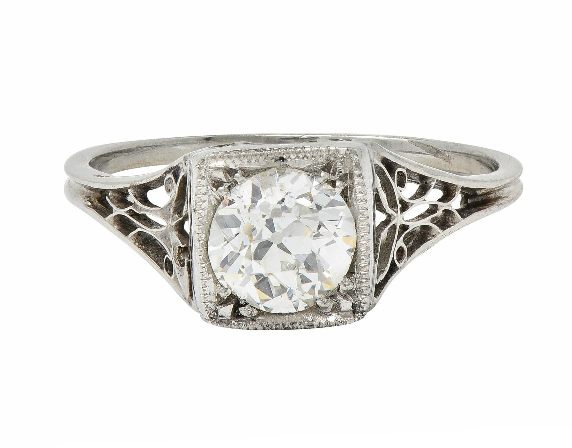 Art Deco 0.68 CTW European Diamond Platinum Butterfly Vintage Engagement Ring