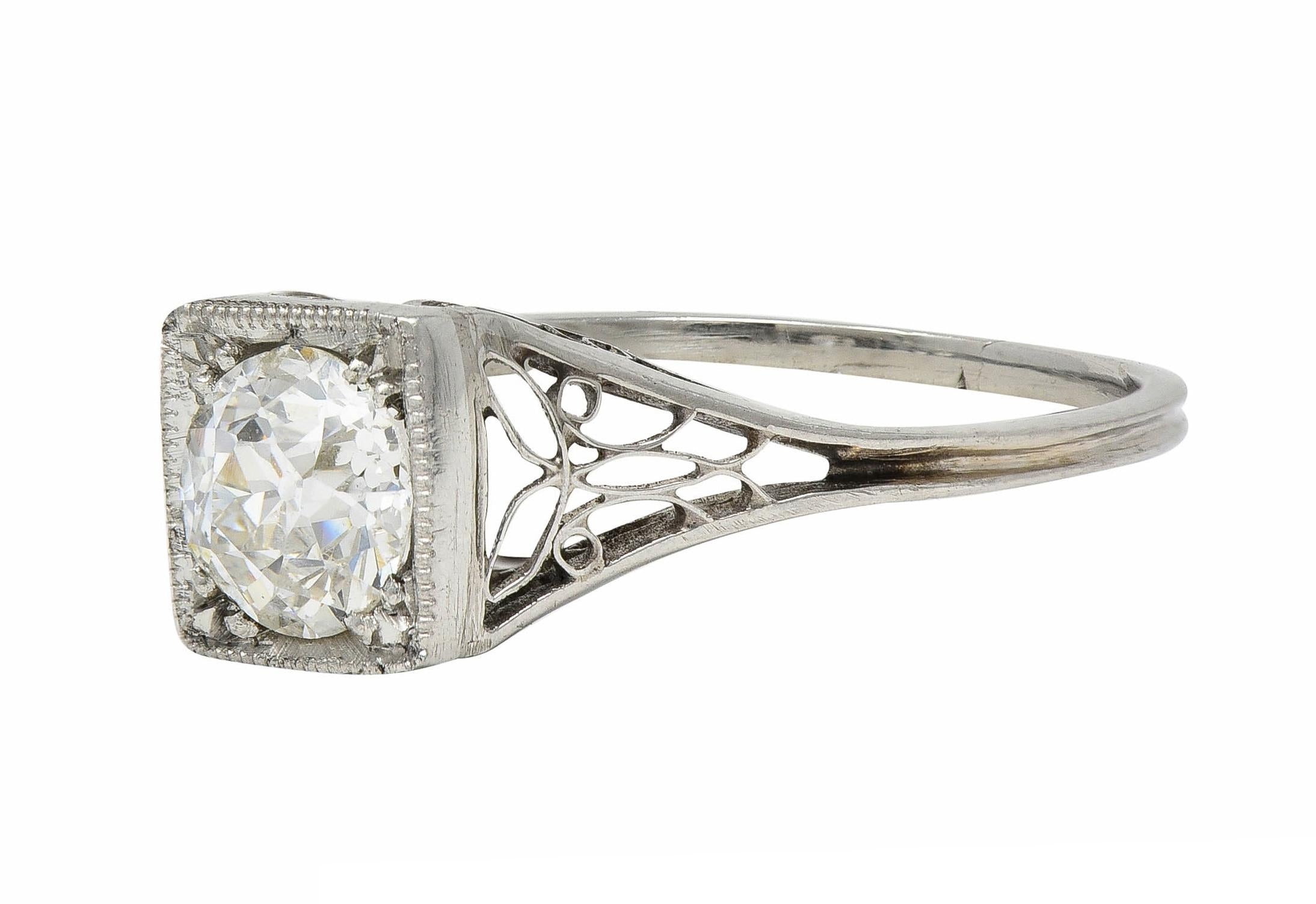 Art Deco 0.68 CTW European Diamond Platinum Butterfly Vintage Engagement Ring