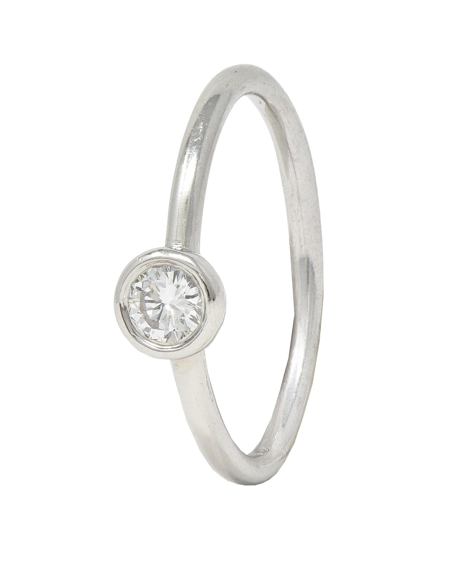 Tiffany & Co. Contemporary Diamond Platinum Bezel Set Bezet Solitaire Ring