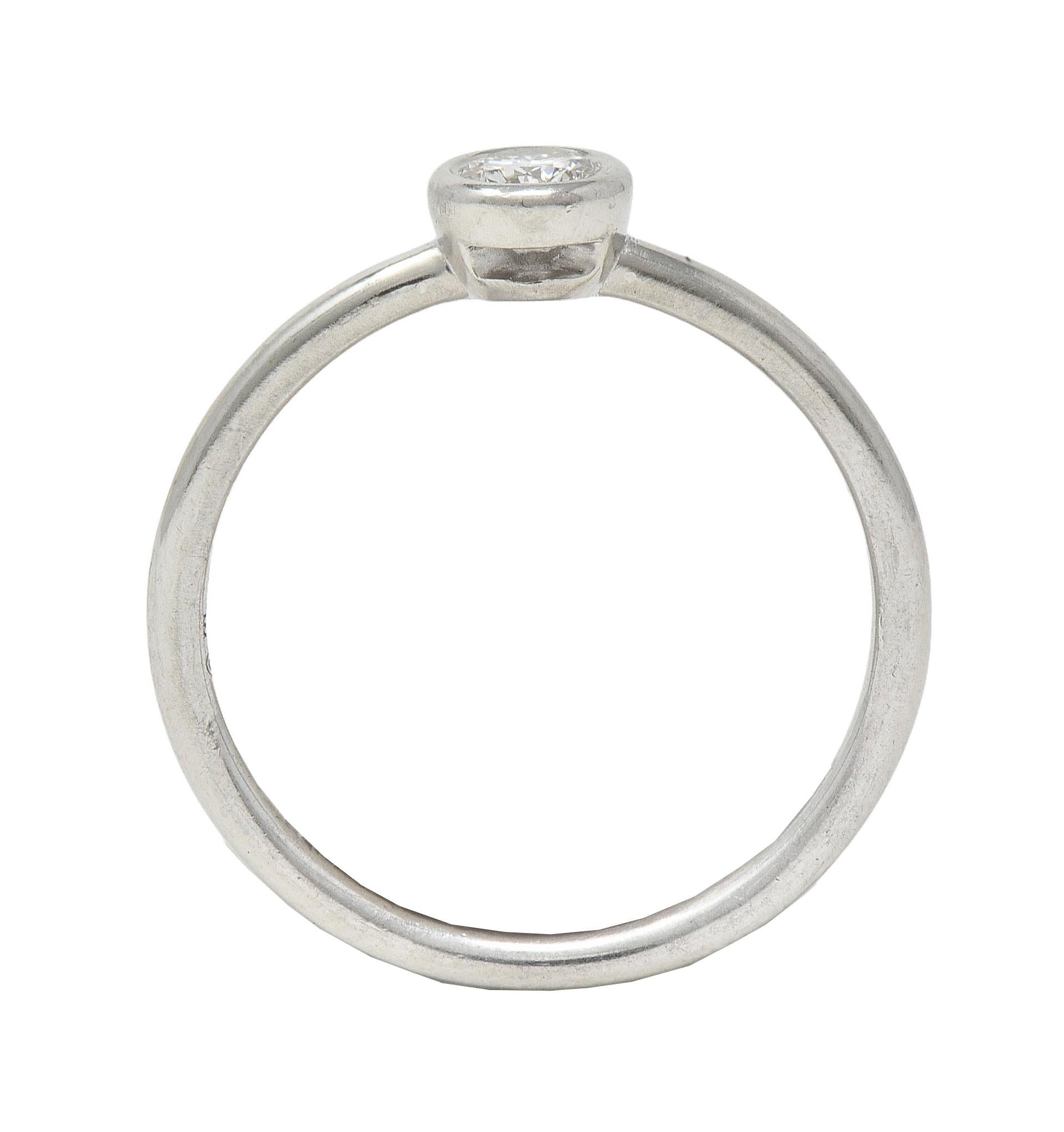 Tiffany & Co. Contemporary Diamond Platinum Bezel Set Bezet Solitaire Ring