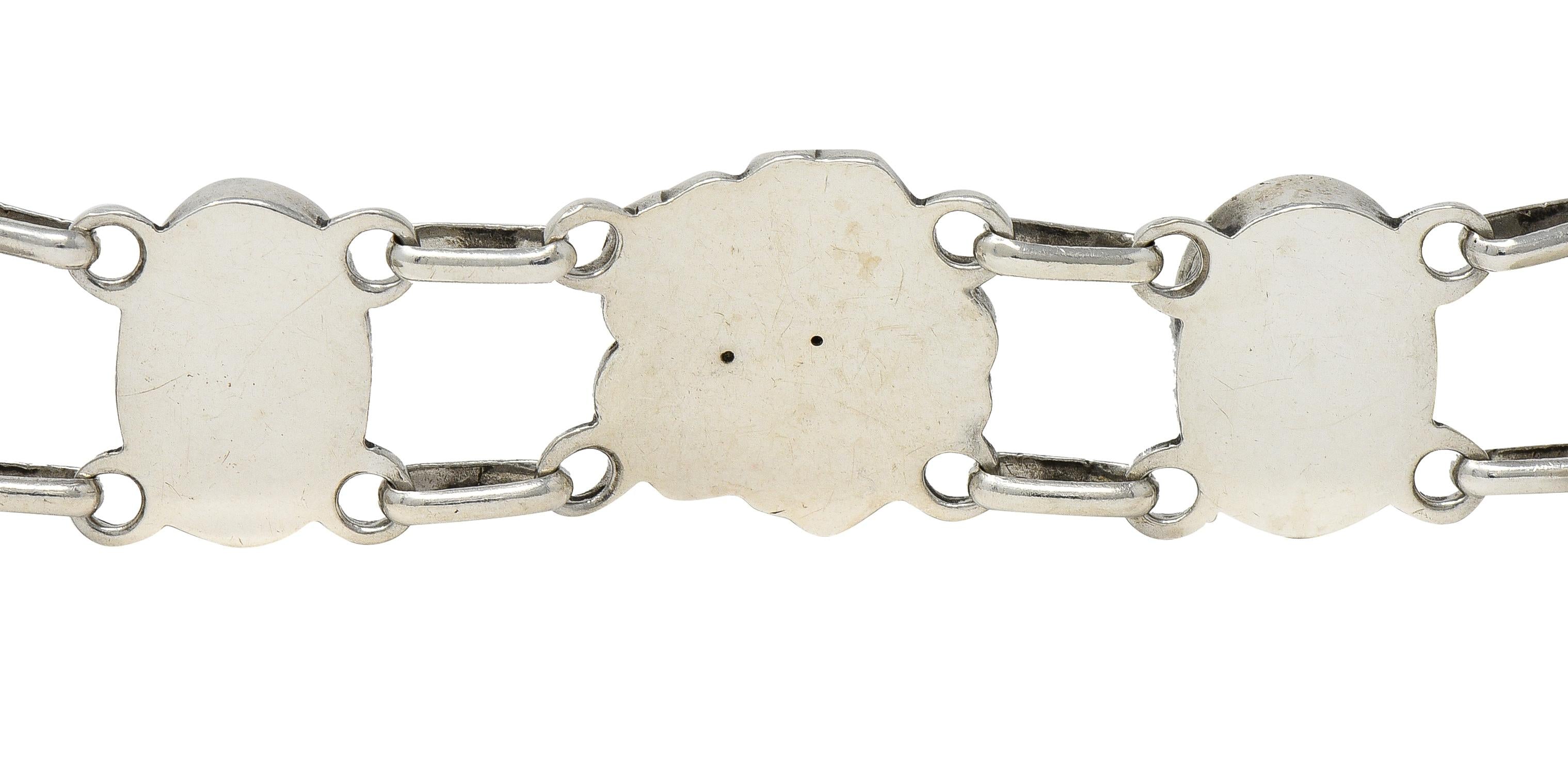 Georg Jensen Moonstone Sterling Silver Vintage Flower Link Bracelet