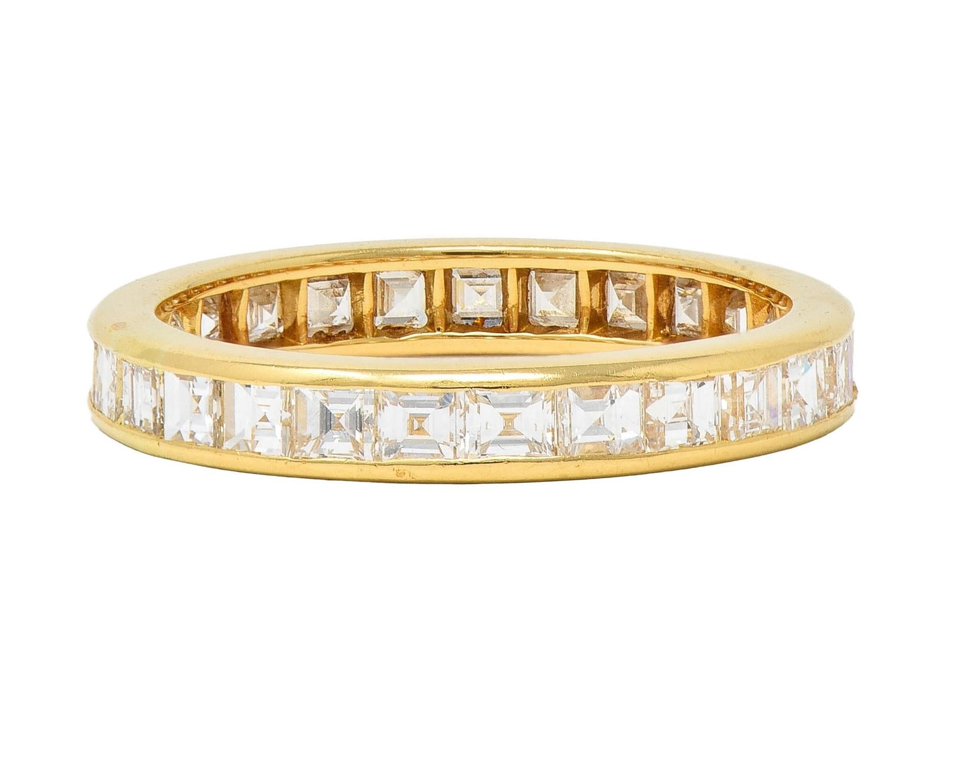 Oscar Heyman 1990's 1.35 CTW Square Step Diamond 18K Gold Vintage Eternity Band