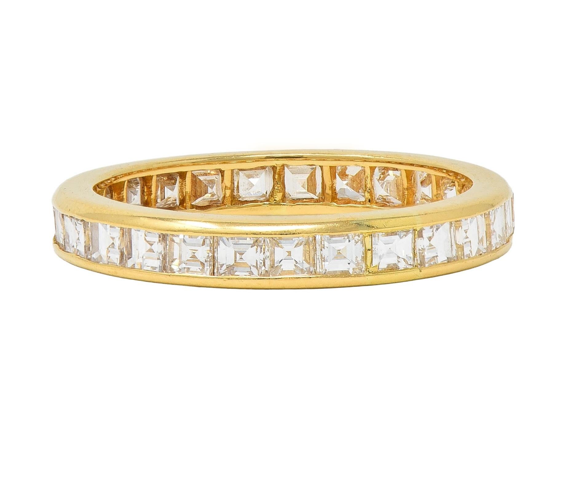 Oscar Heyman 1990's 1.35 CTW Square Step Diamond 18K Gold Vintage Eternity Band