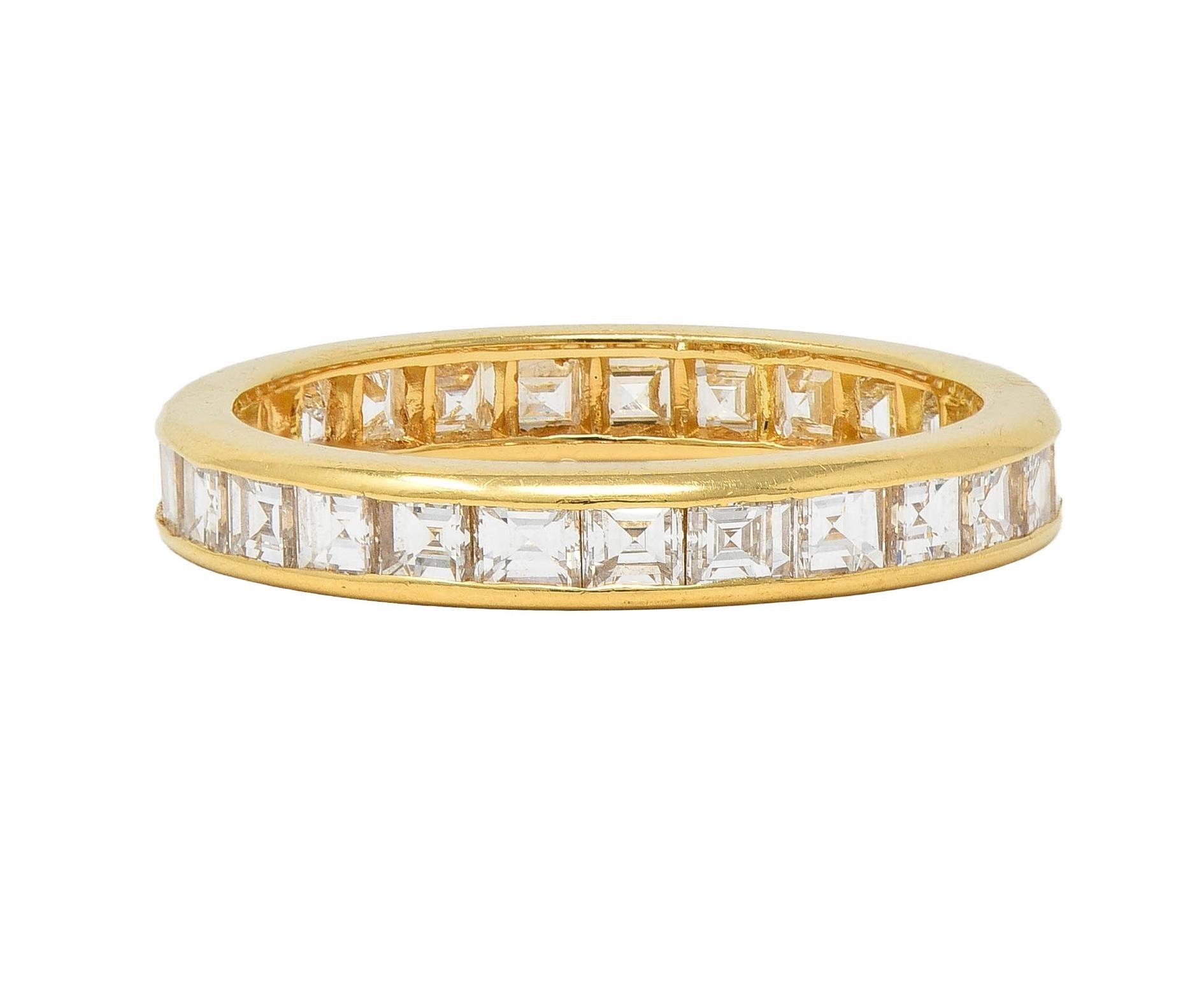 Oscar Heyman 1990's 1.35 CTW Square Step Diamond 18K Gold Vintage Eternity Band