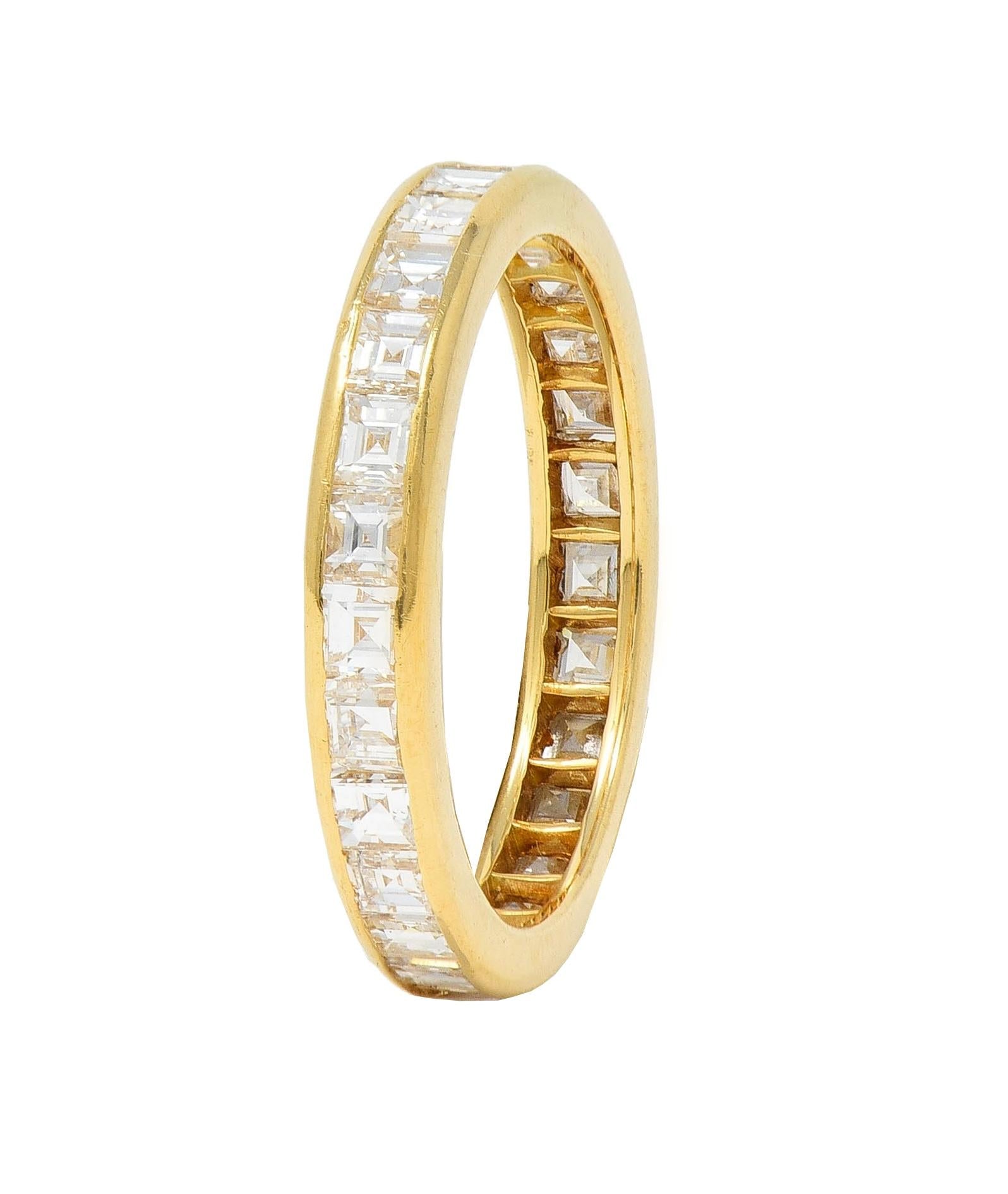 Oscar Heyman 1990's 1.35 CTW Square Step Diamond 18K Gold Vintage Eternity Band