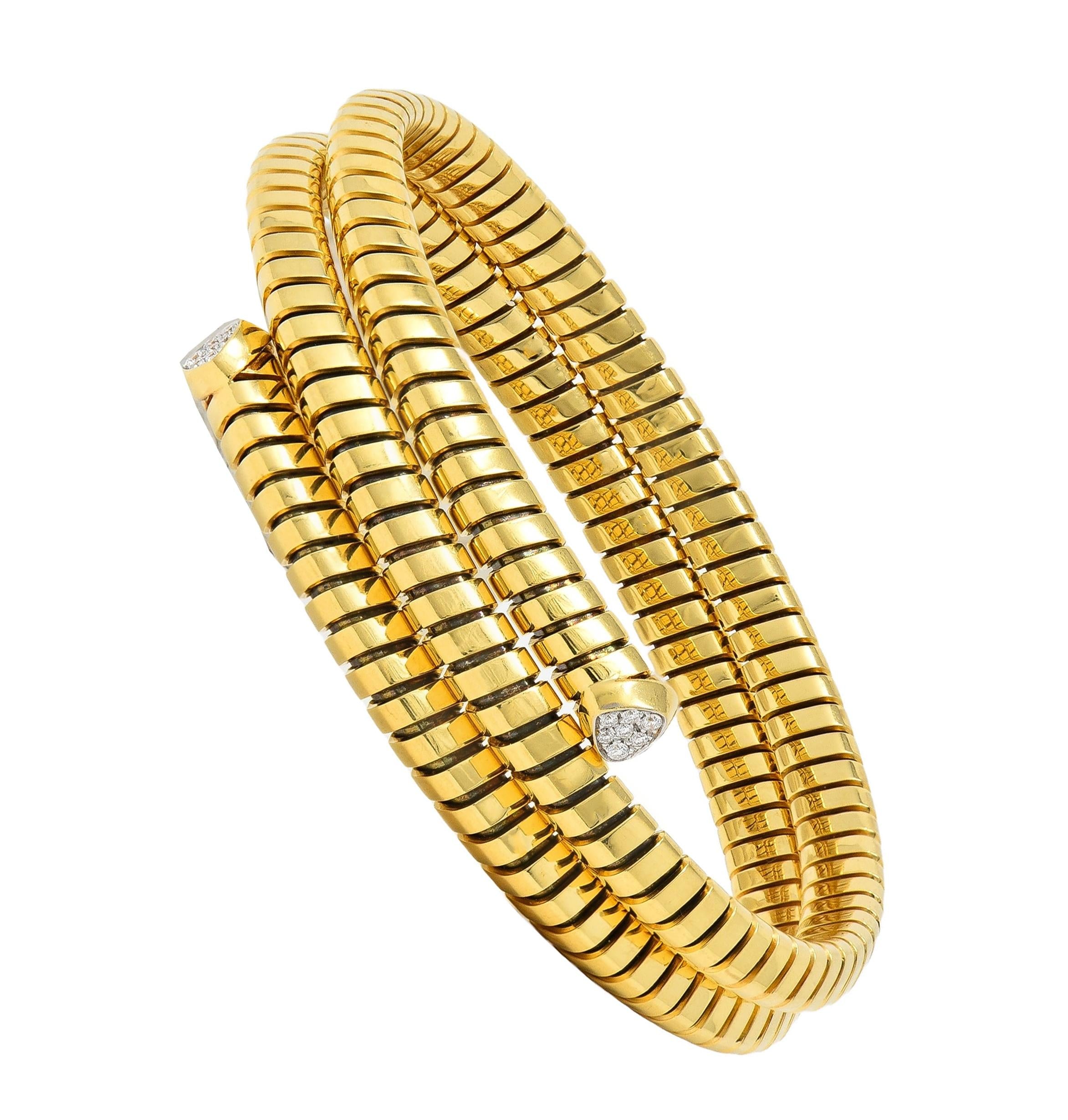 Marina B Contemporary Diamond 18K Gold Trisolina Triple Tubogas Wrap Bracelet