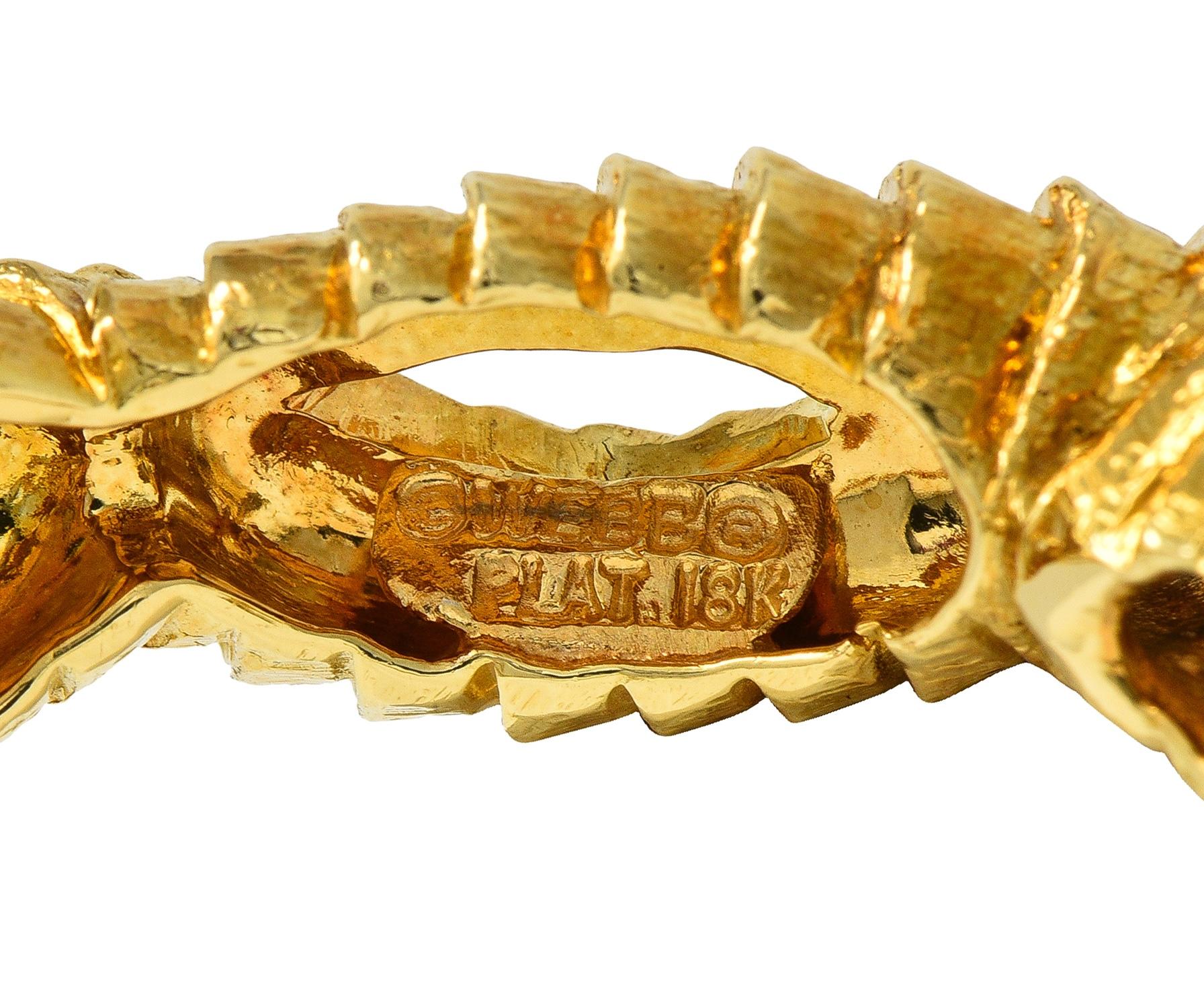 David Webb 1980's Emerald Diamond 18 Karat Platinum Aries Ram Animal Bracelet