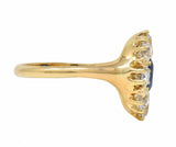 Victorian 3.20 CTW No Heat Burma Sapphire Diamond 14K Gold Antique Halo Ring GIA