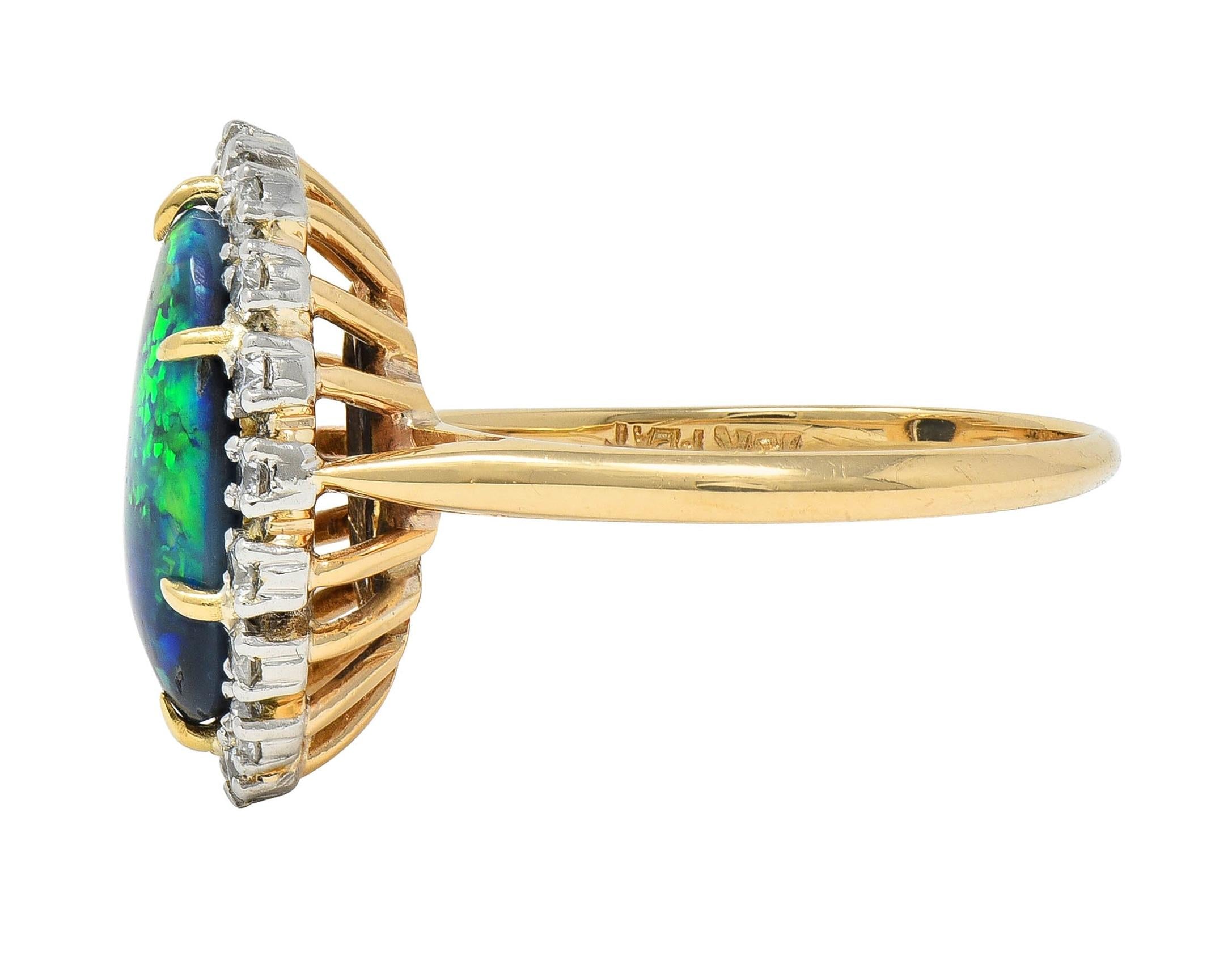 Cartier 1960's Diamond Opal Platinum 18 Karat Gold Vintage Halo Ring