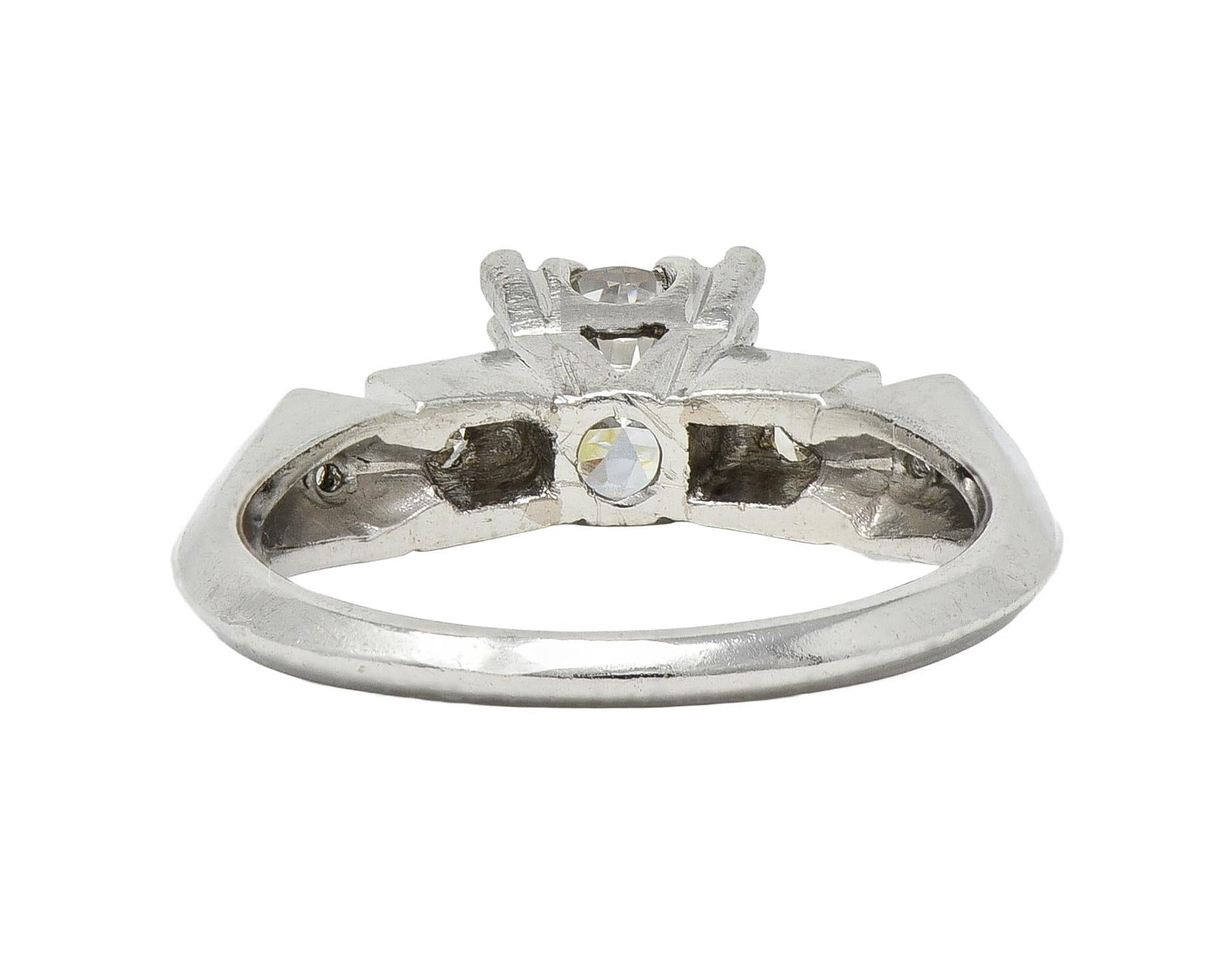 Art Deco 0.75 CTW Diamond Platinum Geometric Vintage Engagement Ring