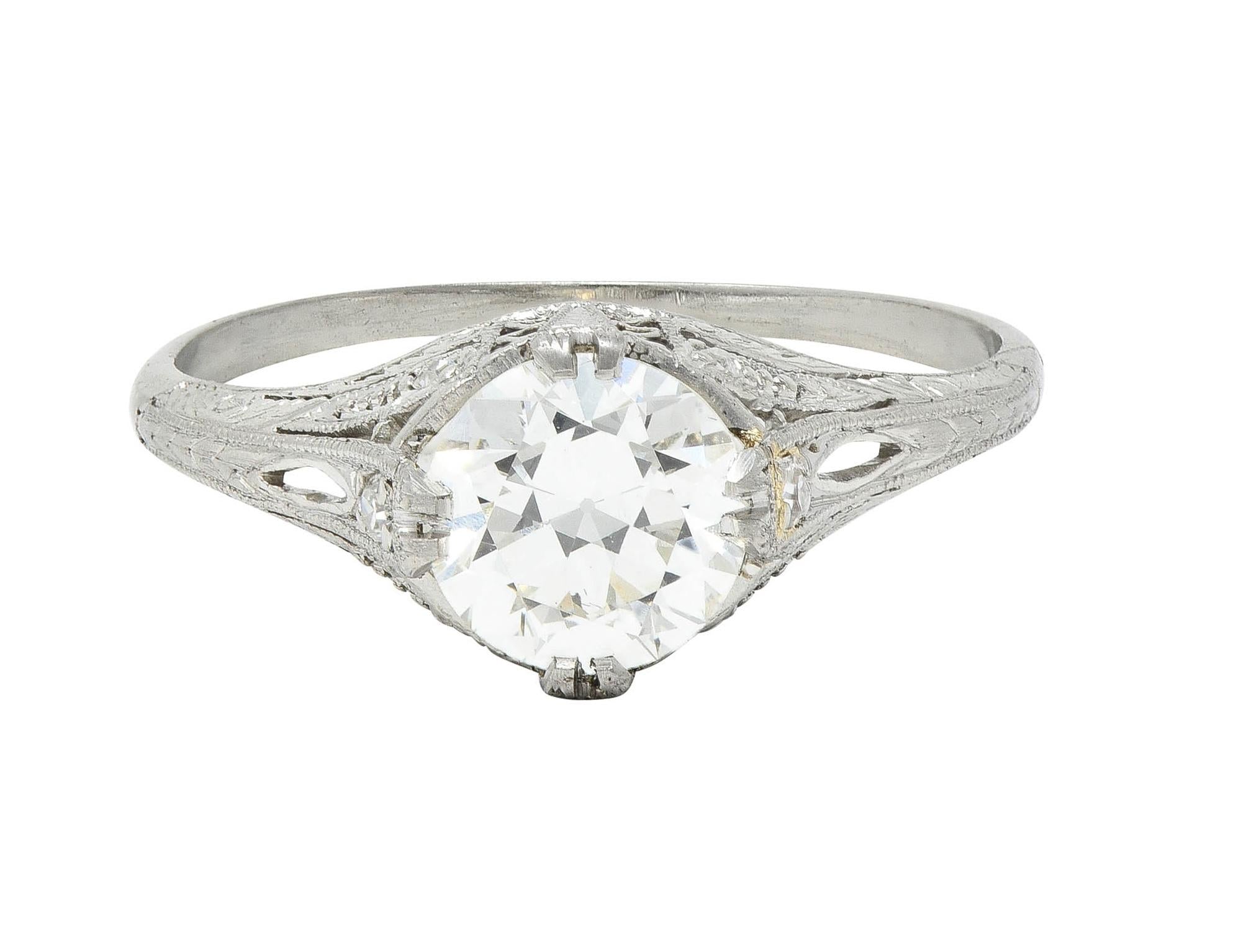 Art Deco 1.26 CTW Old European Cut Diamond Platinum Vintage Engagement Ring