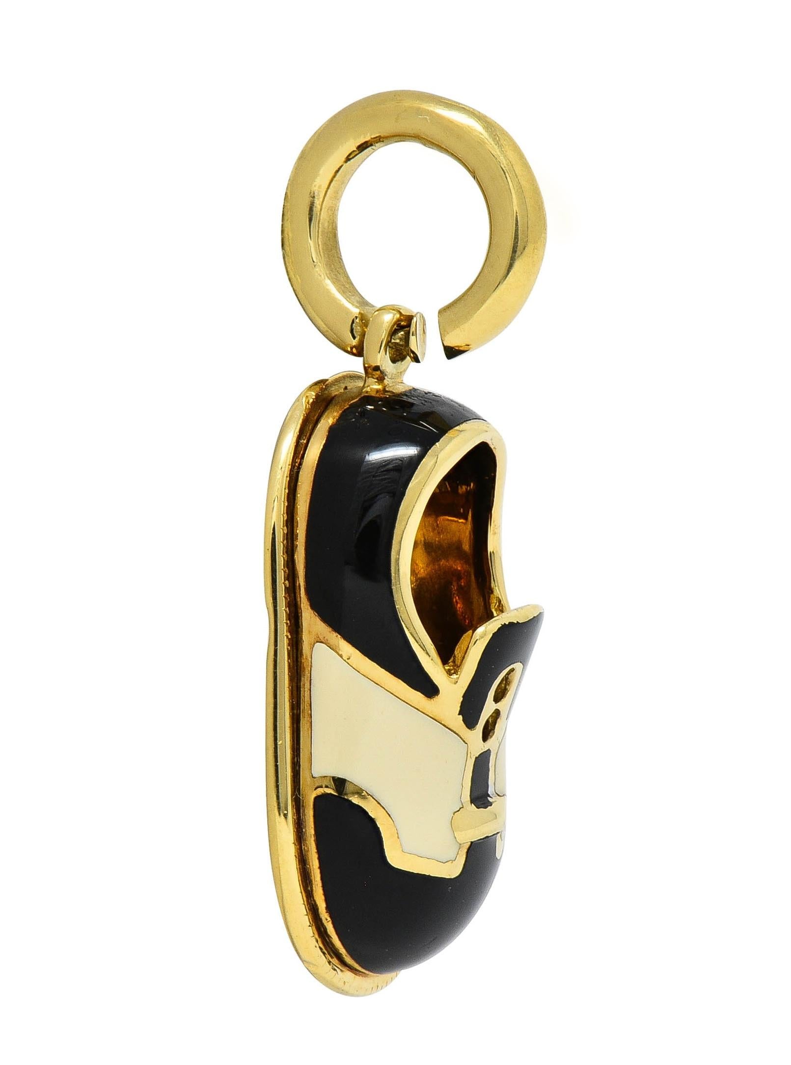 Aaron Basha Contemporary Enamel 18 Karat Yellow Gold Baby Shoe Charm