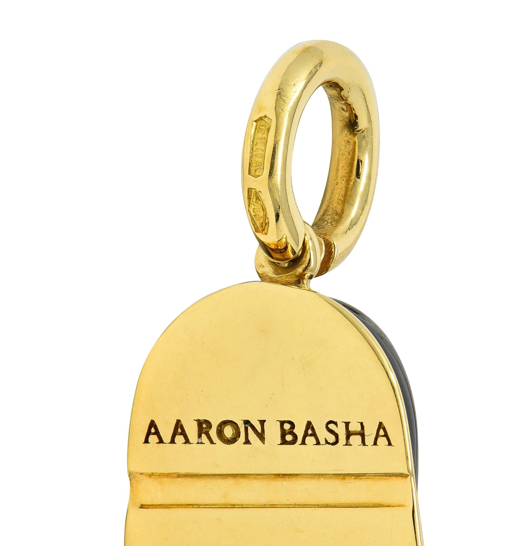 Aaron Basha Contemporary Enamel 18 Karat Yellow Gold Baby Shoe Charm