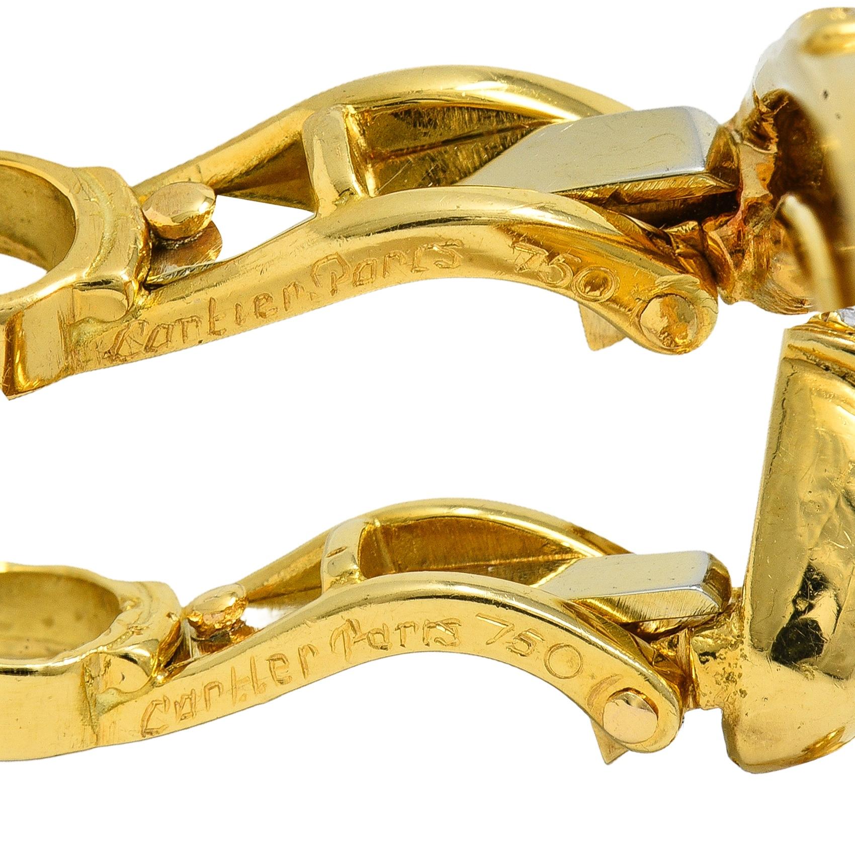 Cartier Paris 1.90 CTW 18 Karat Yellow Gold Twist Hoop Vintage Ear-Clip Earrings