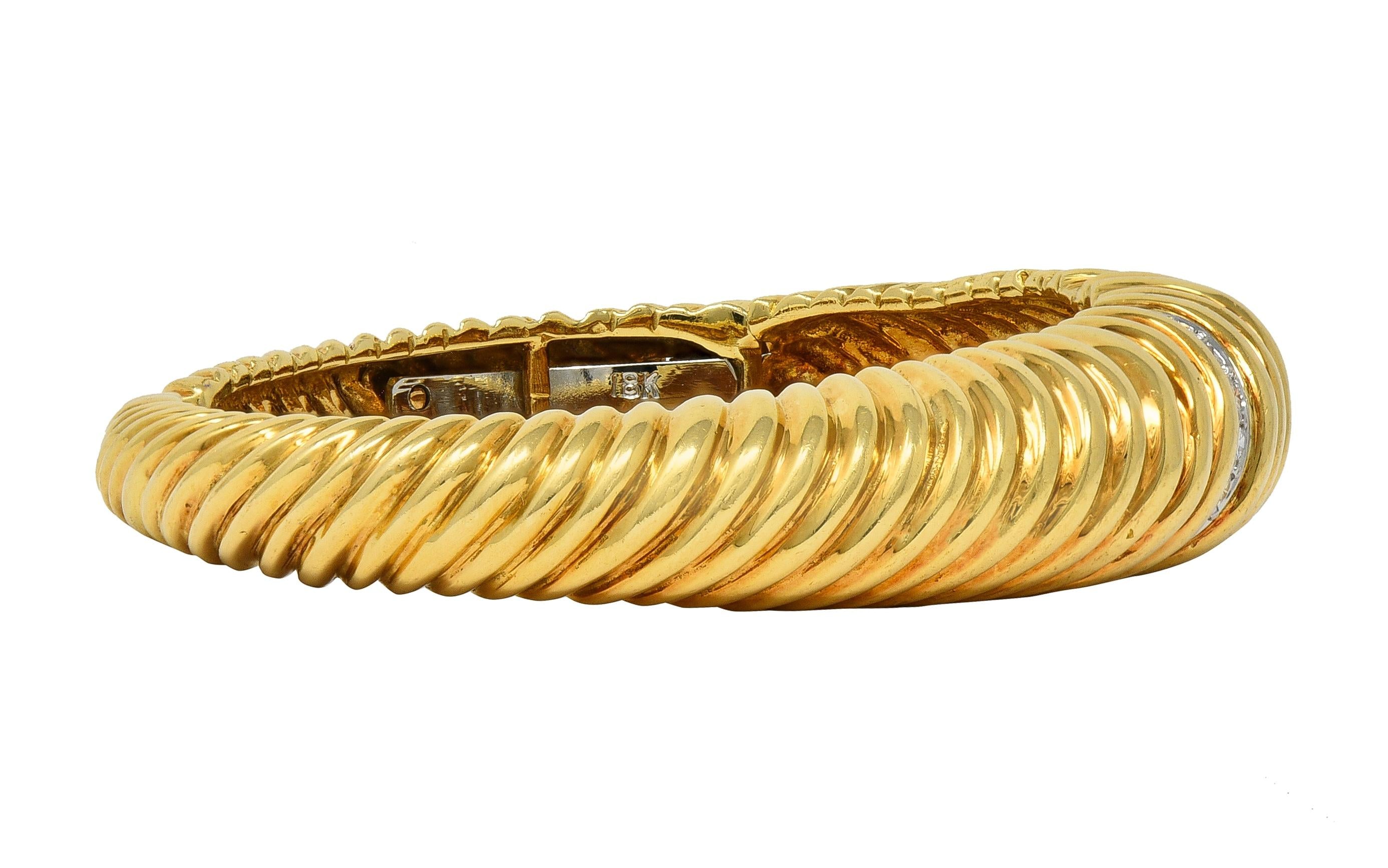 Tiffany & Co. 1960's Diamond Platinum 18 Karat Yellow Gold Vintage Cuff Bracelet
