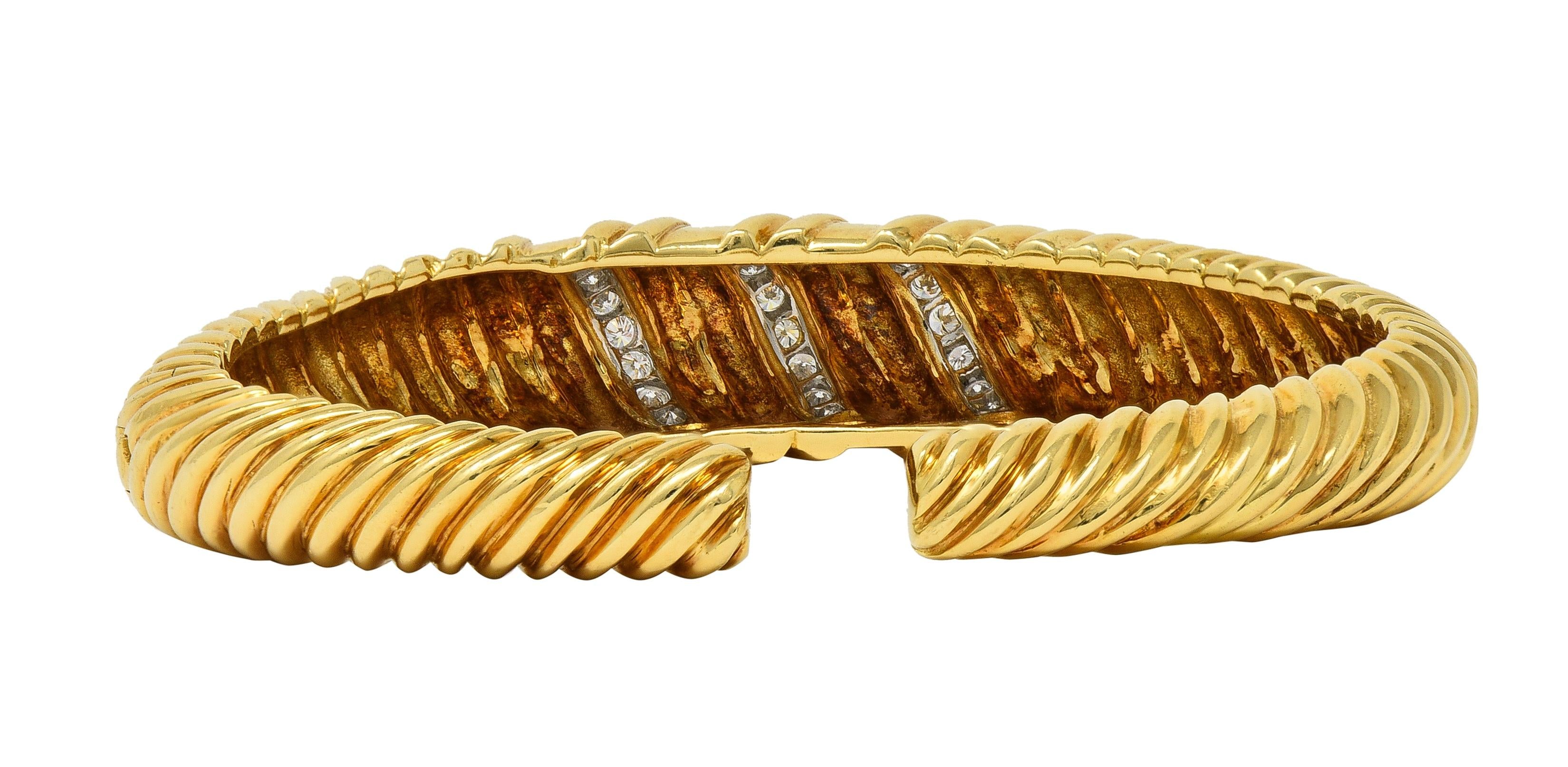 Tiffany & Co. 1960's Diamond Platinum 18 Karat Yellow Gold Vintage Cuff Bracelet