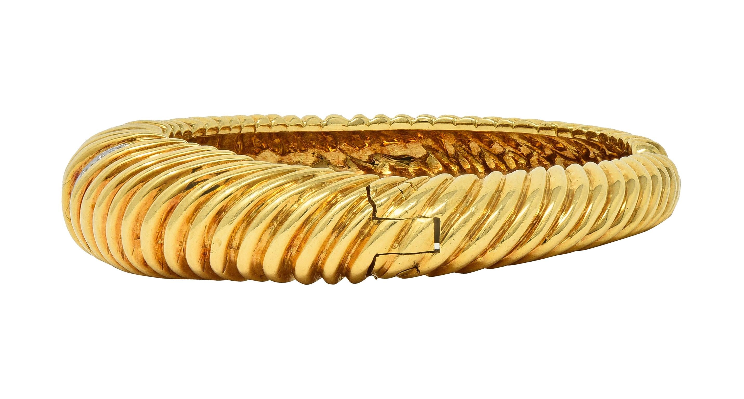 Tiffany & Co. 1960's Diamond Platinum 18 Karat Yellow Gold Vintage Cuff Bracelet
