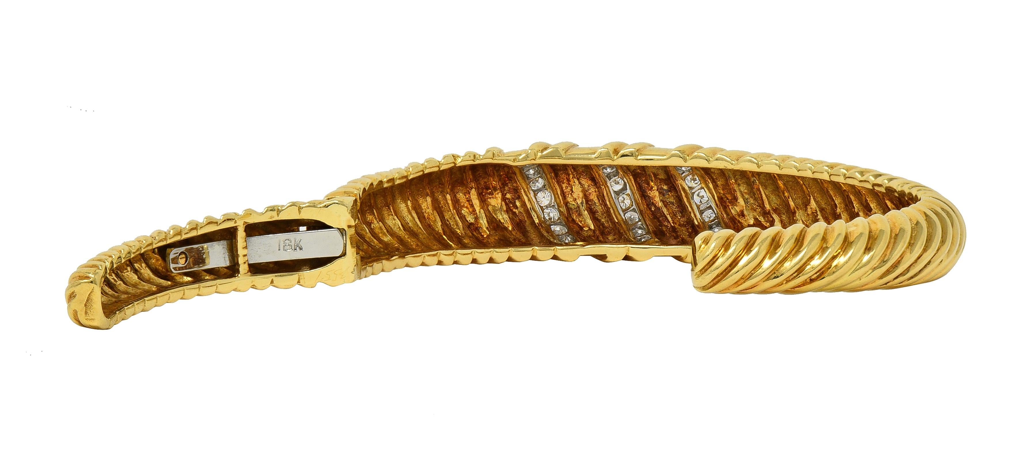 Tiffany & Co. 1960's Diamond Platinum 18 Karat Yellow Gold Vintage Cuff Bracelet