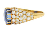 Van Cleef & Arpels French 1980s 12.05 CTW No Heat Ceylon Sapphire Diamond 18 Karat Yellow Gold Ring AGL Wilson's Estate Jewelry