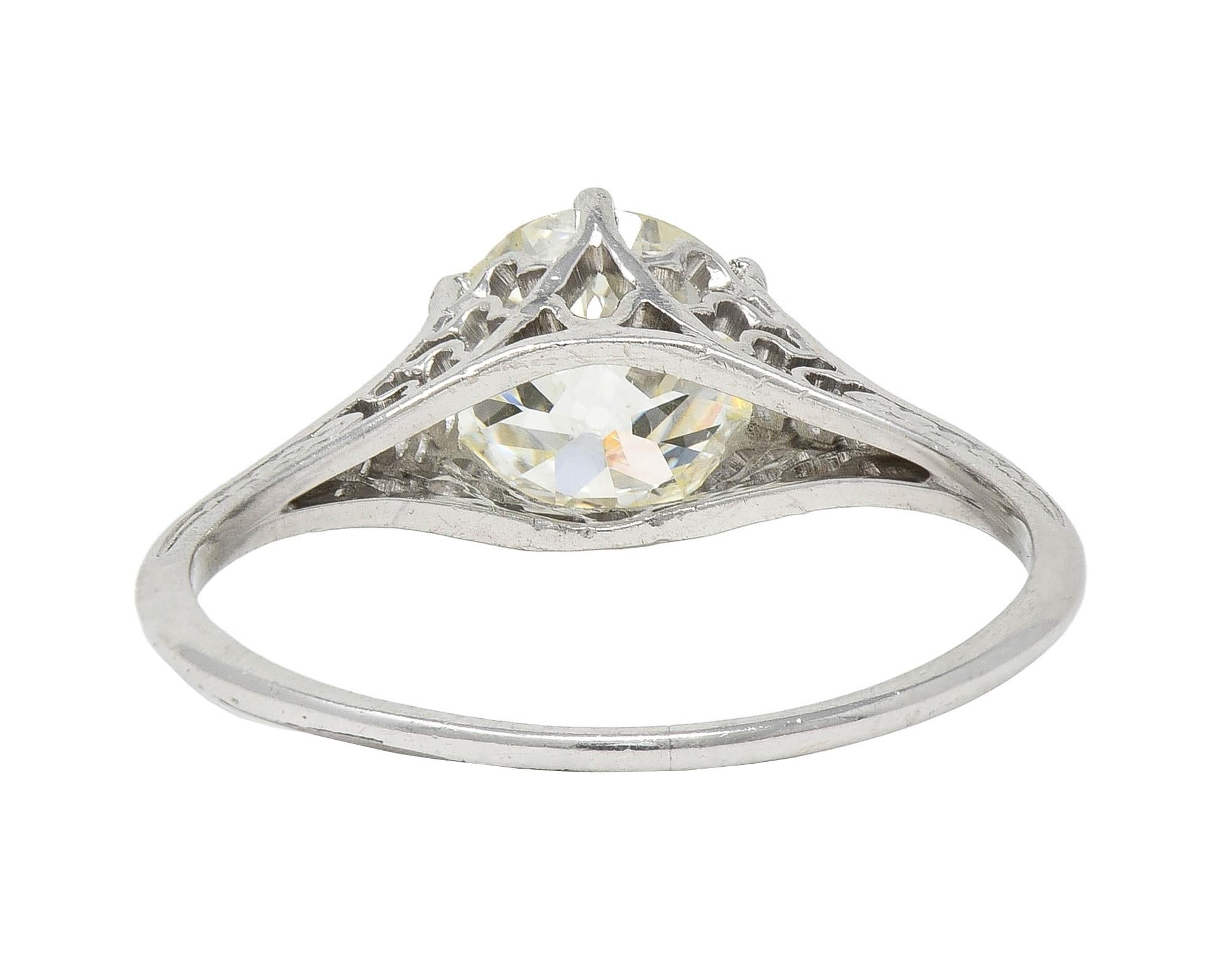 Art Deco 1.35 CTW Diamond Platinum Scalloped Antique Engagement Ring