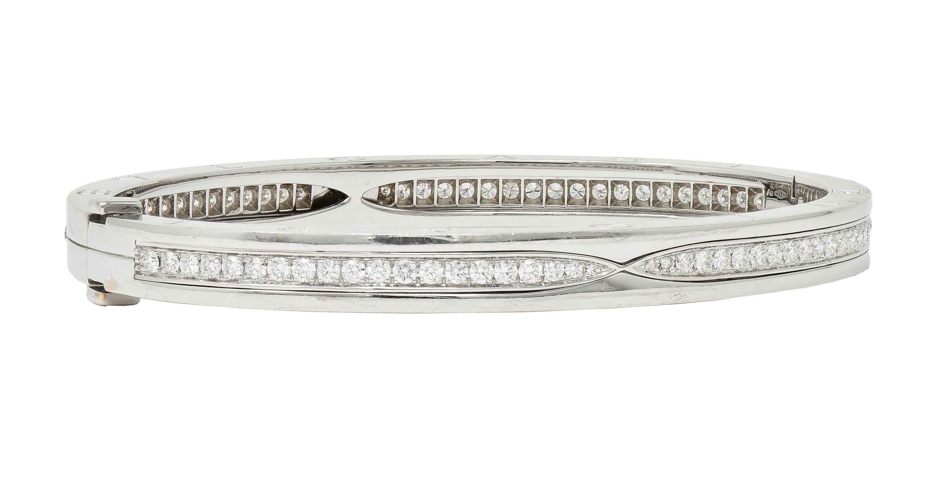 Bulgari Contemporary 1.44 CTW Diamond 18 Karat White Gold BZero1 Bangle Bracelet